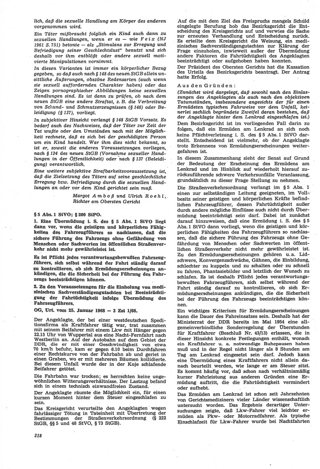 Neue Justiz (NJ), Zeitschrift für Recht und Rechtswissenschaft [Deutsche Demokratische Republik (DDR)], 22. Jahrgang 1968, Seite 218 (NJ DDR 1968, S. 218)