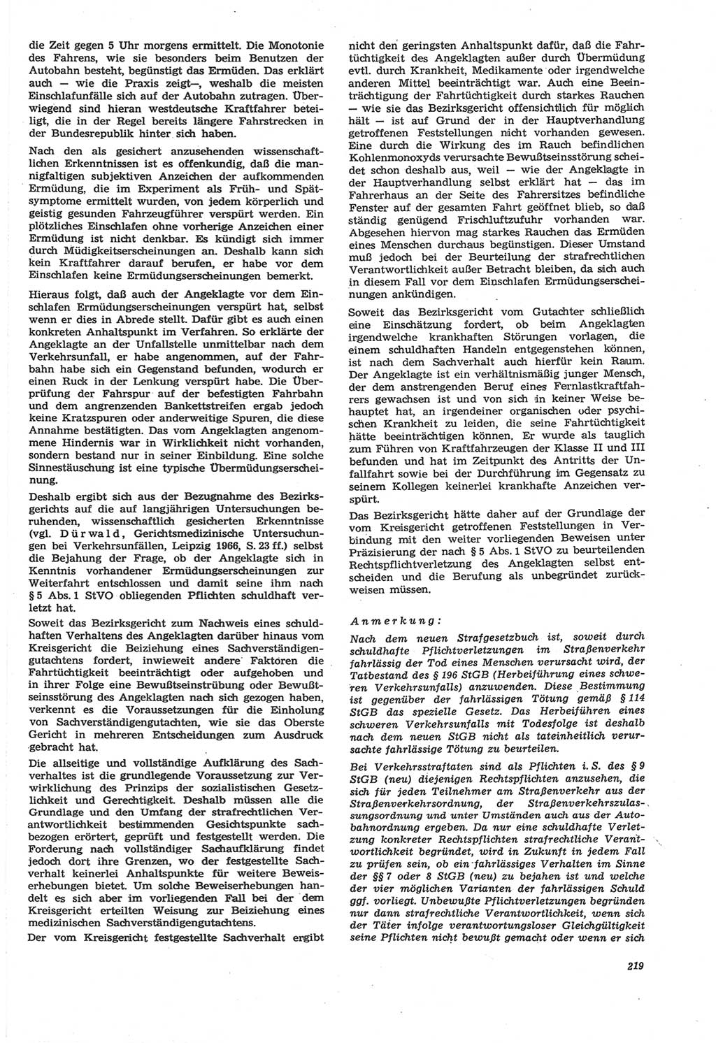 Neue Justiz (NJ), Zeitschrift für Recht und Rechtswissenschaft [Deutsche Demokratische Republik (DDR)], 22. Jahrgang 1968, Seite 219 (NJ DDR 1968, S. 219)