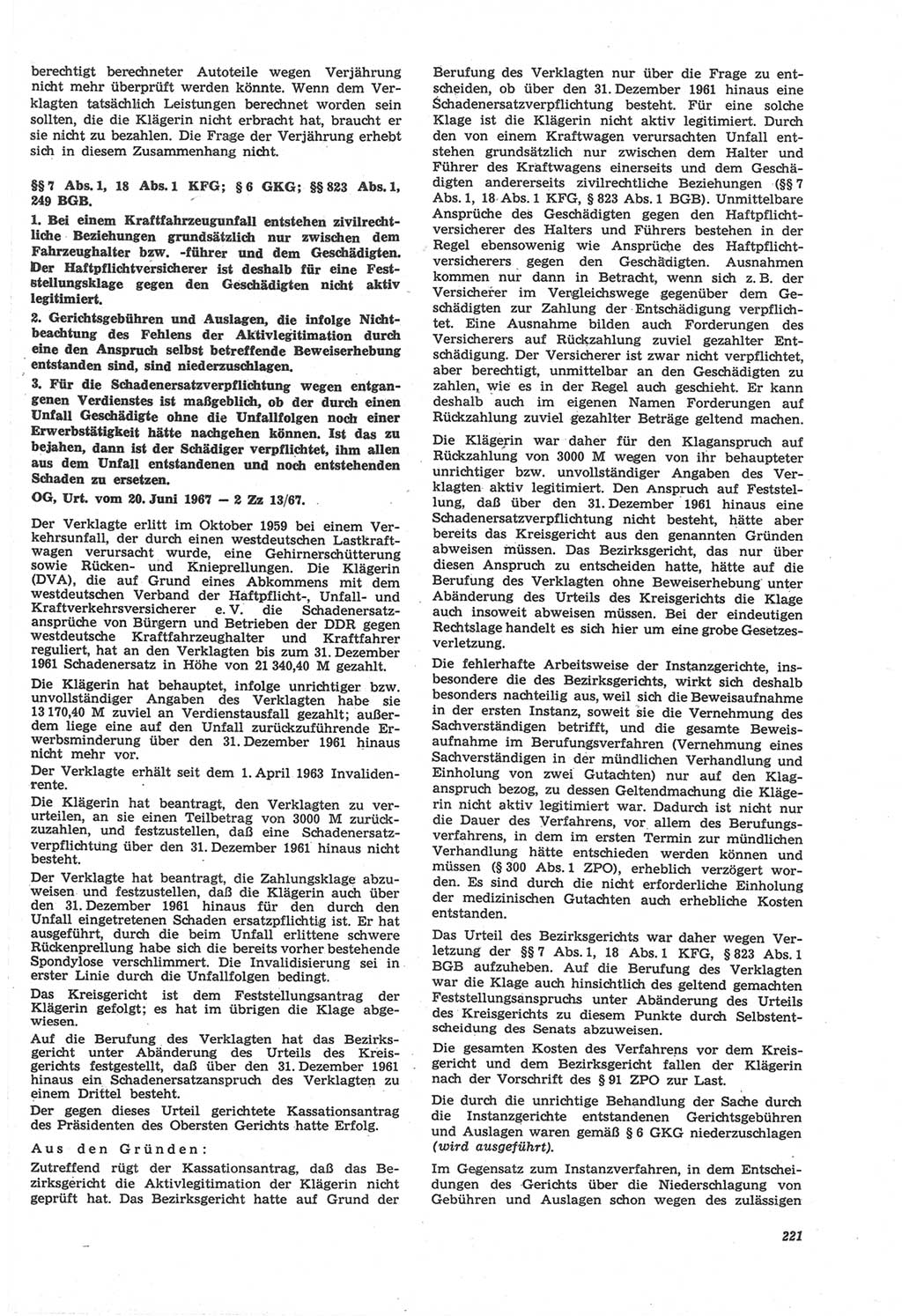 Neue Justiz (NJ), Zeitschrift für Recht und Rechtswissenschaft [Deutsche Demokratische Republik (DDR)], 22. Jahrgang 1968, Seite 221 (NJ DDR 1968, S. 221)