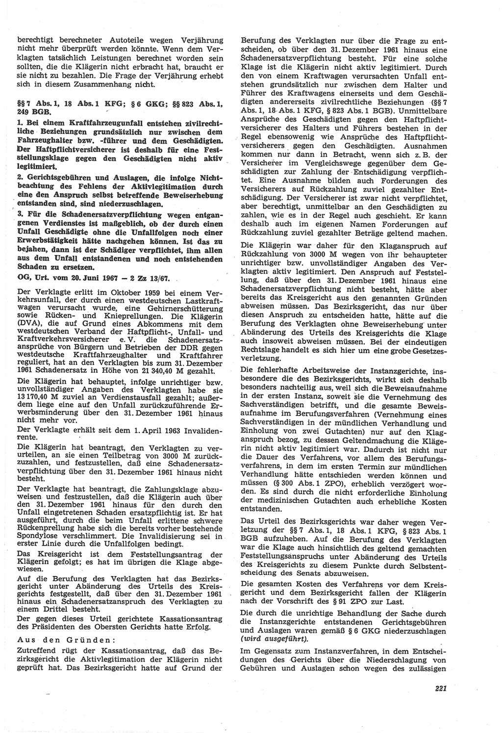 Neue Justiz (NJ), Zeitschrift für Recht und Rechtswissenschaft [Deutsche Demokratische Republik (DDR)], 22. Jahrgang 1968, Seite 221 (NJ DDR 1968, S. 221)