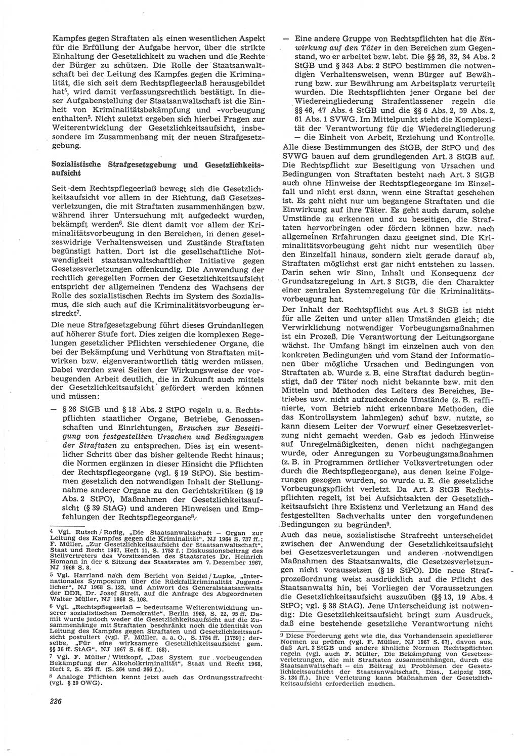 Neue Justiz (NJ), Zeitschrift für Recht und Rechtswissenschaft [Deutsche Demokratische Republik (DDR)], 22. Jahrgang 1968, Seite 226 (NJ DDR 1968, S. 226)