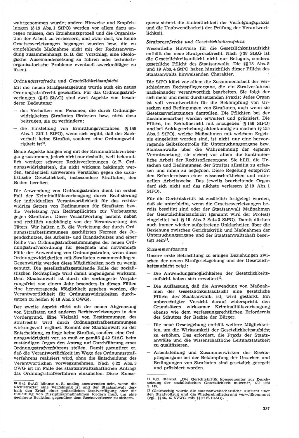 Neue Justiz (NJ), Zeitschrift für Recht und Rechtswissenschaft [Deutsche Demokratische Republik (DDR)], 22. Jahrgang 1968, Seite 227 (NJ DDR 1968, S. 227)