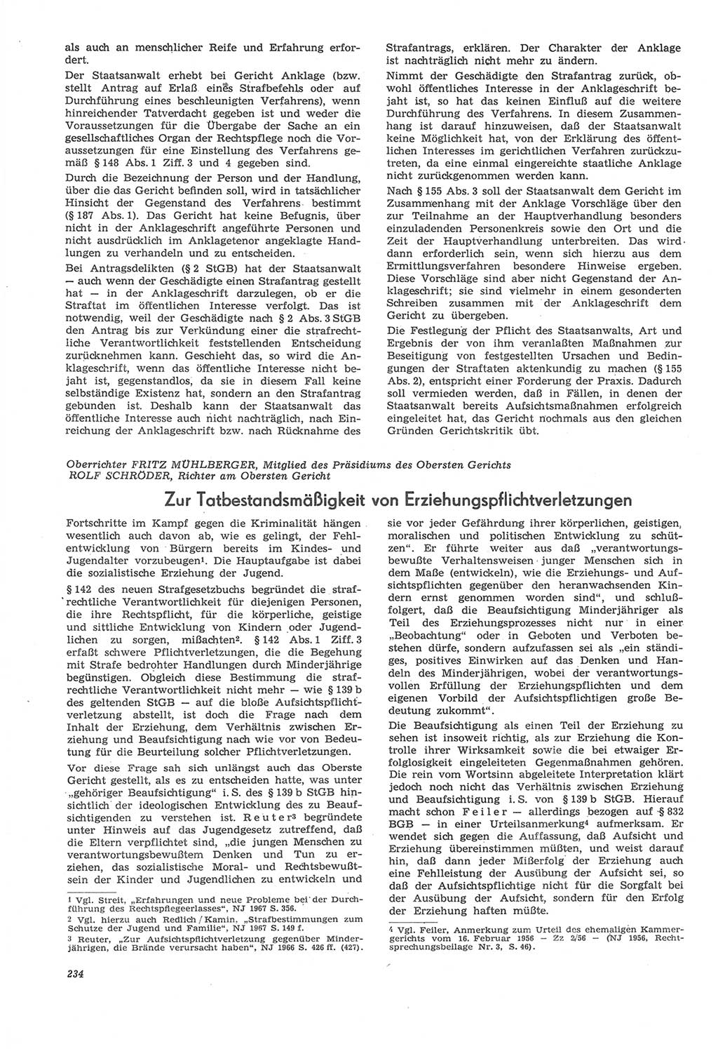 Neue Justiz (NJ), Zeitschrift für Recht und Rechtswissenschaft [Deutsche Demokratische Republik (DDR)], 22. Jahrgang 1968, Seite 234 (NJ DDR 1968, S. 234)