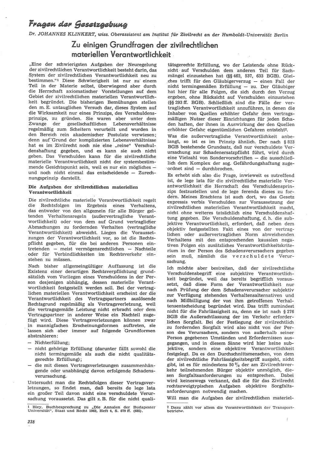 Neue Justiz (NJ), Zeitschrift für Recht und Rechtswissenschaft [Deutsche Demokratische Republik (DDR)], 22. Jahrgang 1968, Seite 238 (NJ DDR 1968, S. 238)