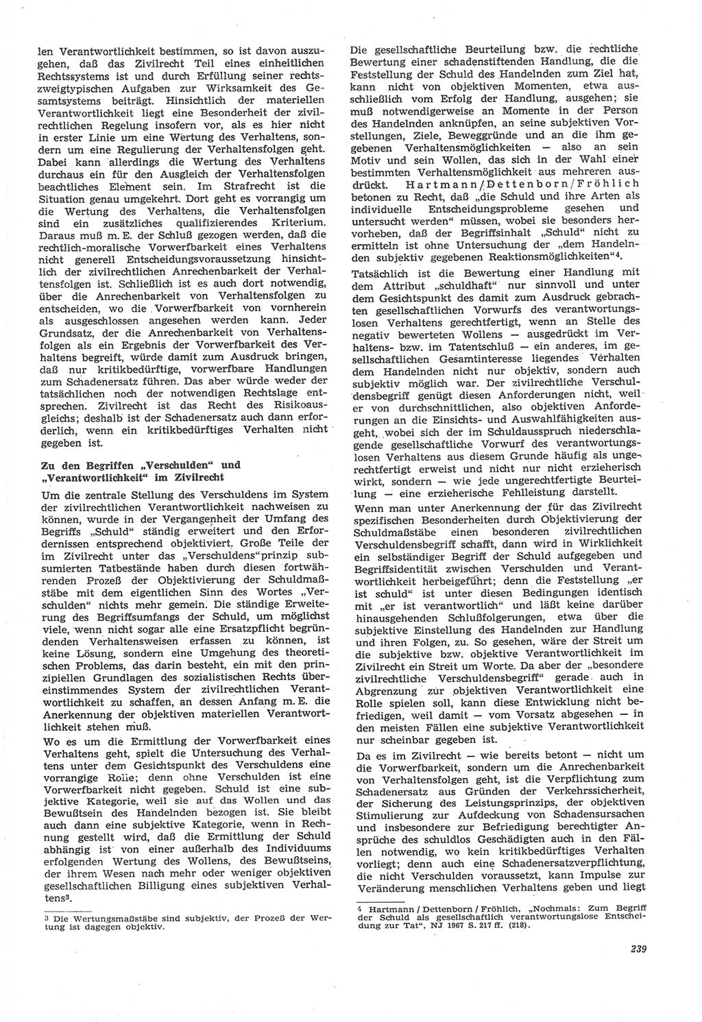 Neue Justiz (NJ), Zeitschrift für Recht und Rechtswissenschaft [Deutsche Demokratische Republik (DDR)], 22. Jahrgang 1968, Seite 239 (NJ DDR 1968, S. 239)