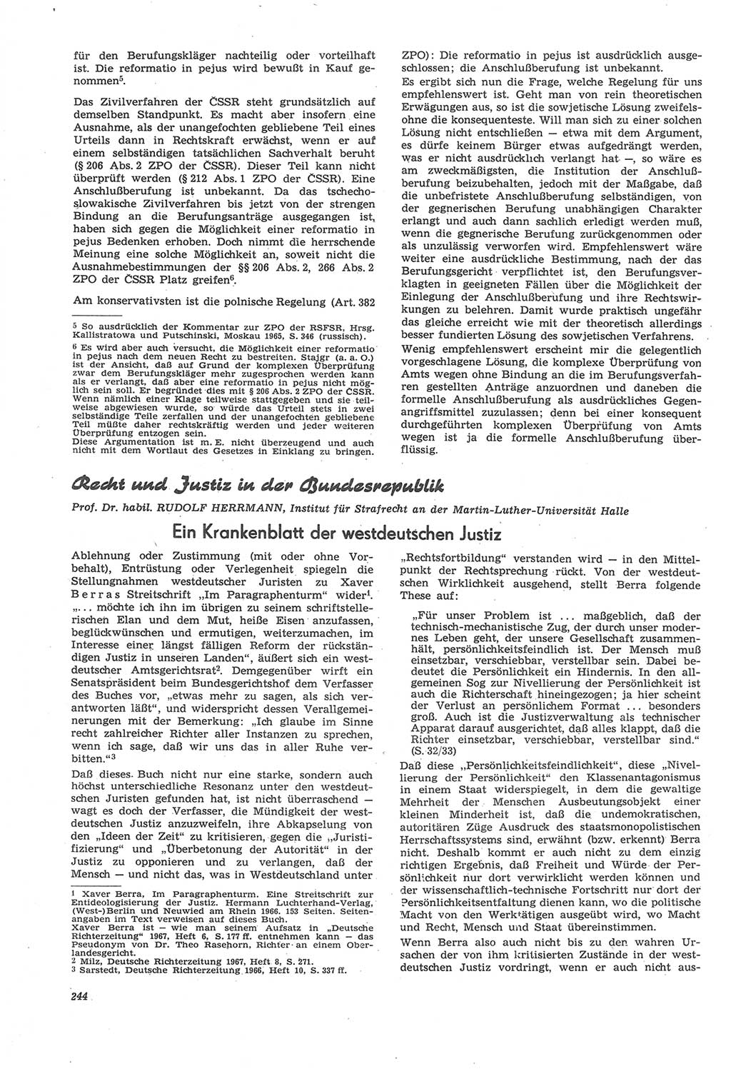 Neue Justiz (NJ), Zeitschrift für Recht und Rechtswissenschaft [Deutsche Demokratische Republik (DDR)], 22. Jahrgang 1968, Seite 244 (NJ DDR 1968, S. 244)