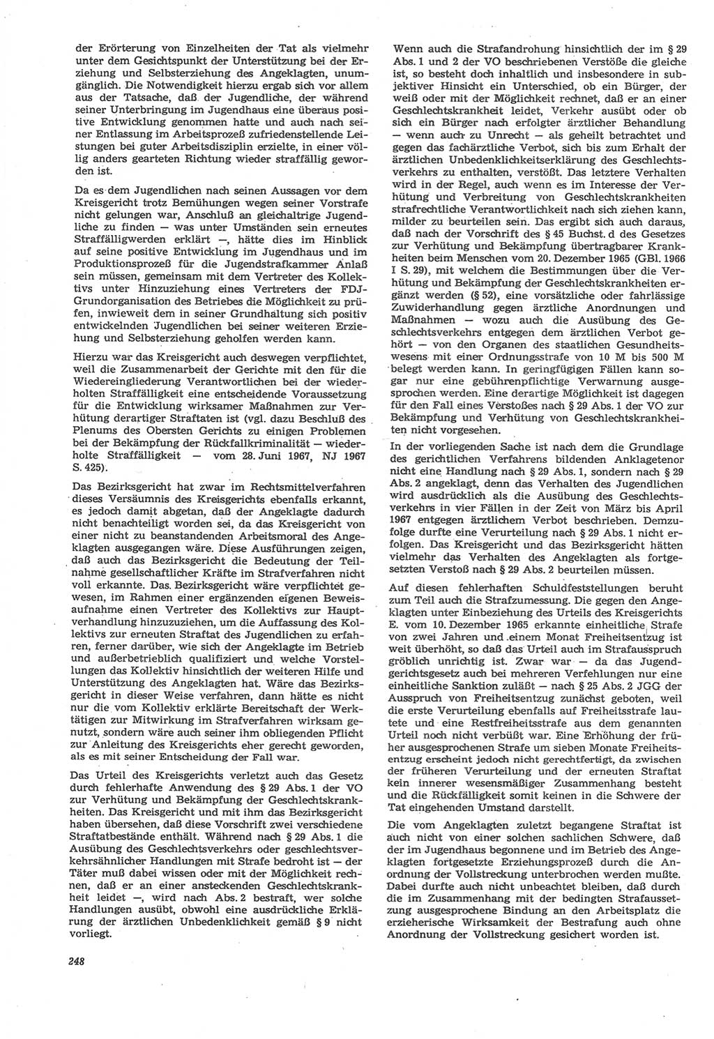 Neue Justiz (NJ), Zeitschrift für Recht und Rechtswissenschaft [Deutsche Demokratische Republik (DDR)], 22. Jahrgang 1968, Seite 248 (NJ DDR 1968, S. 248)