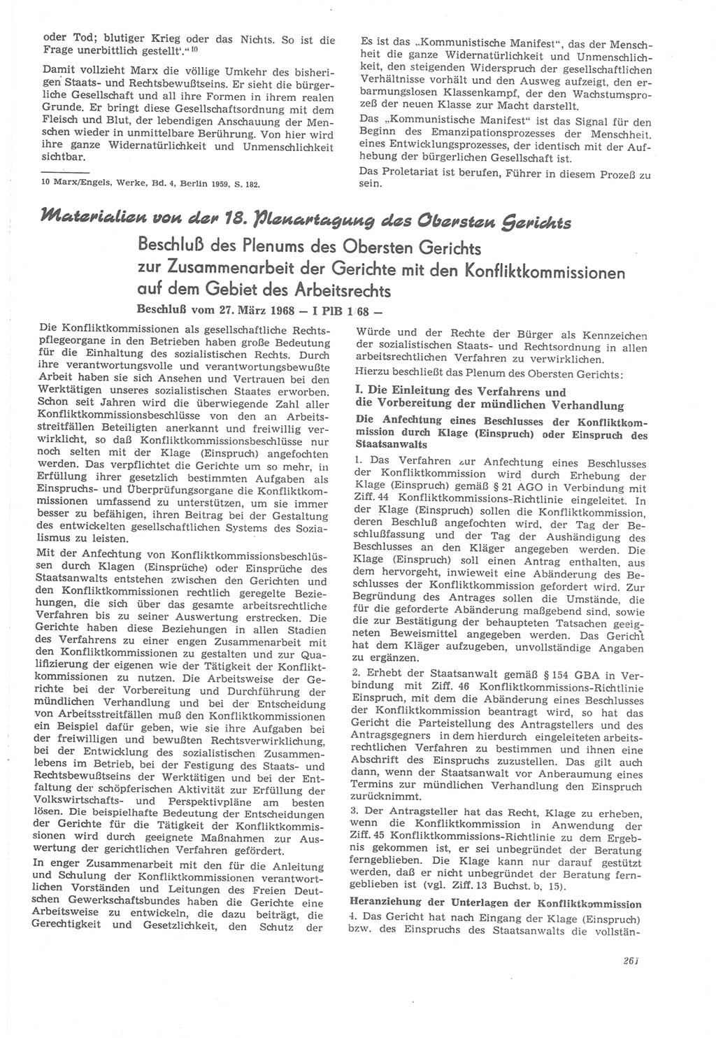 Neue Justiz (NJ), Zeitschrift für Recht und Rechtswissenschaft [Deutsche Demokratische Republik (DDR)], 22. Jahrgang 1968, Seite 261 (NJ DDR 1968, S. 261)