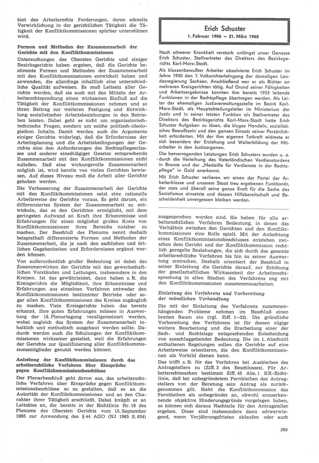 Neue Justiz (NJ), Zeitschrift für Recht und Rechtswissenschaft [Deutsche Demokratische Republik (DDR)], 22. Jahrgang 1968, Seite 269 (NJ DDR 1968, S. 269)