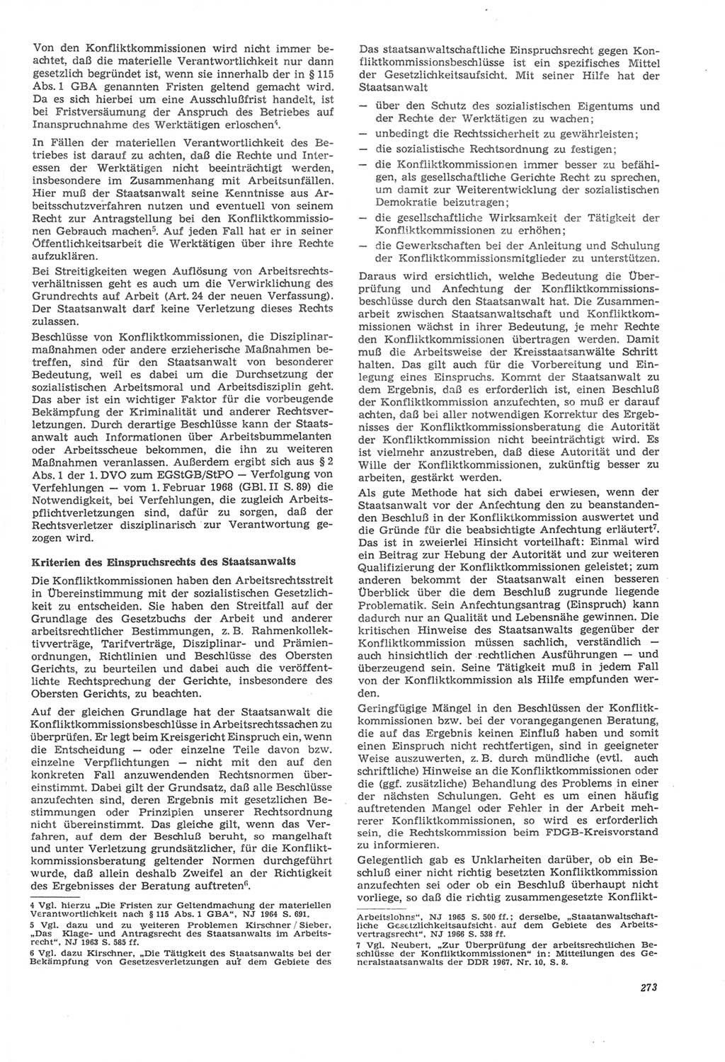 Neue Justiz (NJ), Zeitschrift für Recht und Rechtswissenschaft [Deutsche Demokratische Republik (DDR)], 22. Jahrgang 1968, Seite 273 (NJ DDR 1968, S. 273)