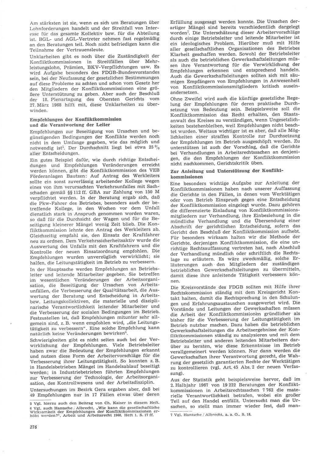 Neue Justiz (NJ), Zeitschrift für Recht und Rechtswissenschaft [Deutsche Demokratische Republik (DDR)], 22. Jahrgang 1968, Seite 276 (NJ DDR 1968, S. 276)