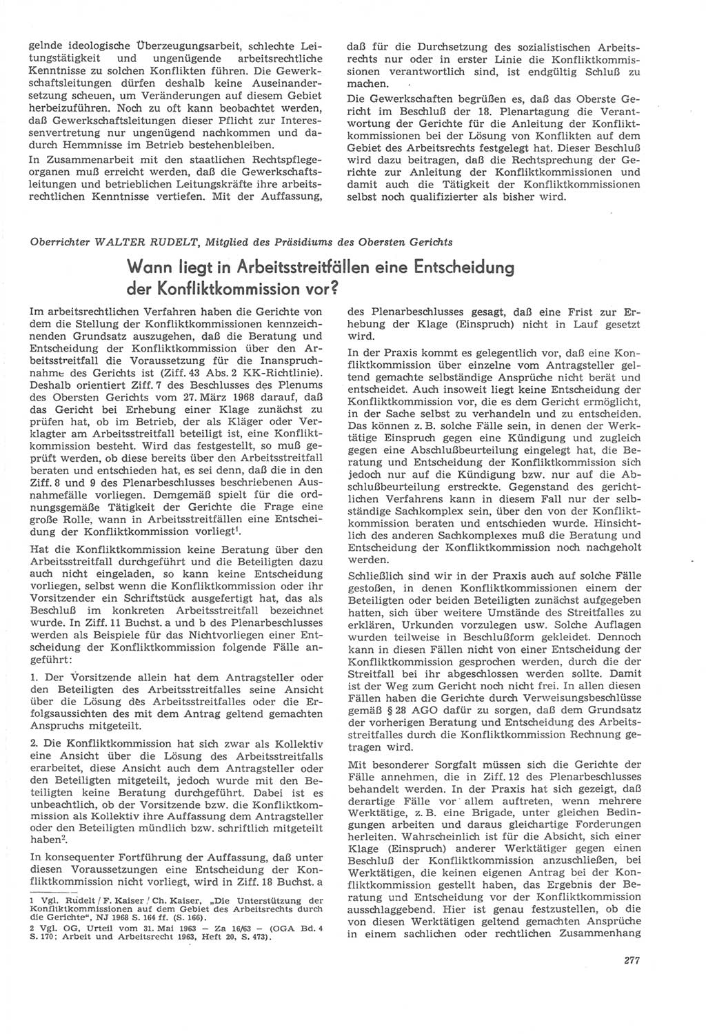 Neue Justiz (NJ), Zeitschrift für Recht und Rechtswissenschaft [Deutsche Demokratische Republik (DDR)], 22. Jahrgang 1968, Seite 277 (NJ DDR 1968, S. 277)