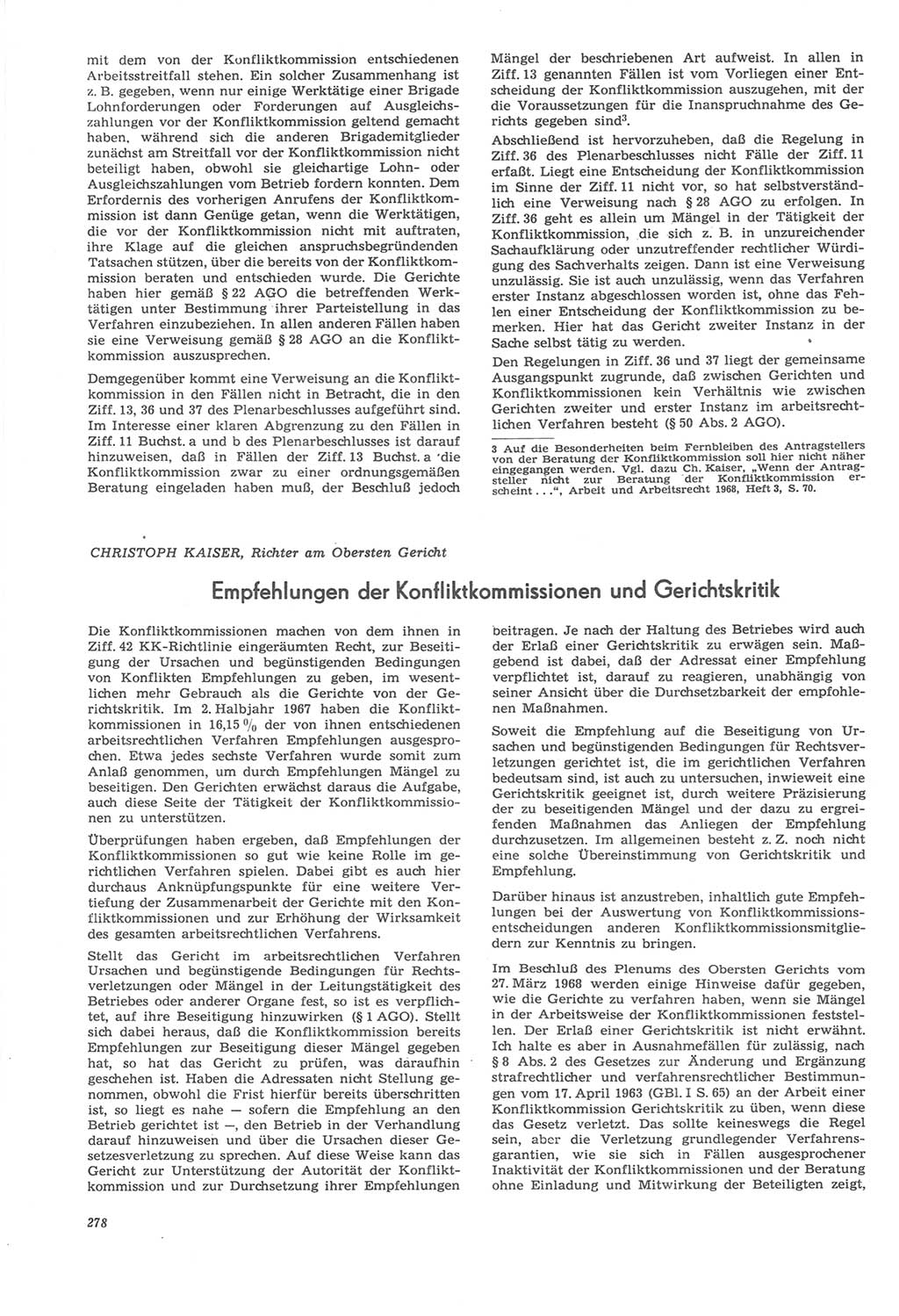 Neue Justiz (NJ), Zeitschrift für Recht und Rechtswissenschaft [Deutsche Demokratische Republik (DDR)], 22. Jahrgang 1968, Seite 278 (NJ DDR 1968, S. 278)