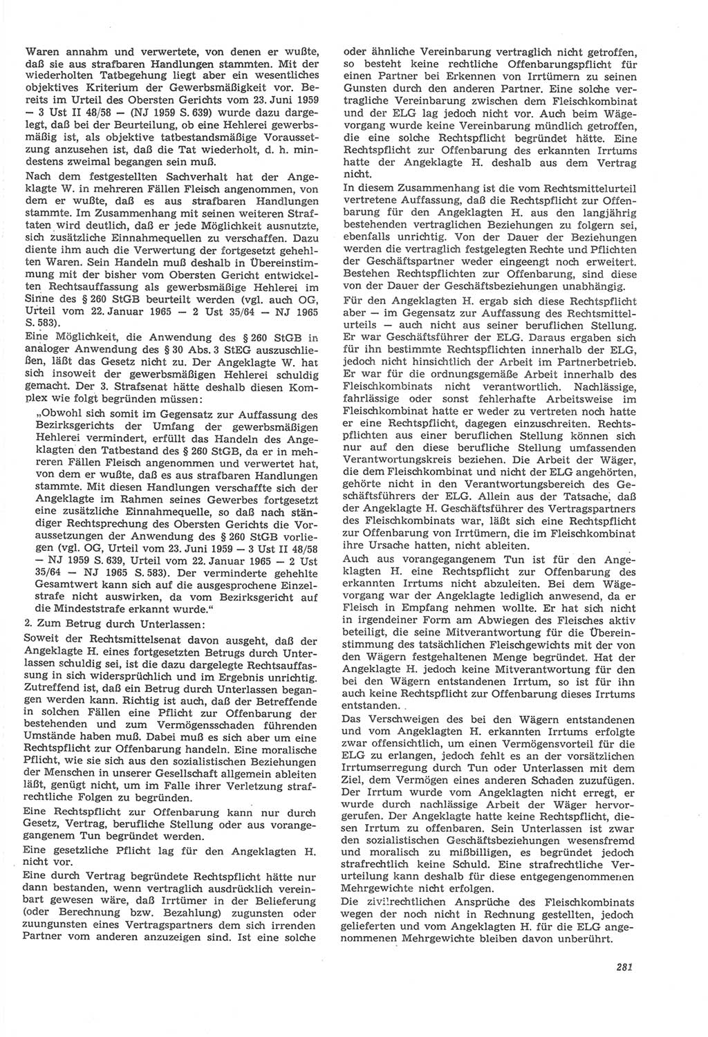 Neue Justiz (NJ), Zeitschrift für Recht und Rechtswissenschaft [Deutsche Demokratische Republik (DDR)], 22. Jahrgang 1968, Seite 281 (NJ DDR 1968, S. 281)