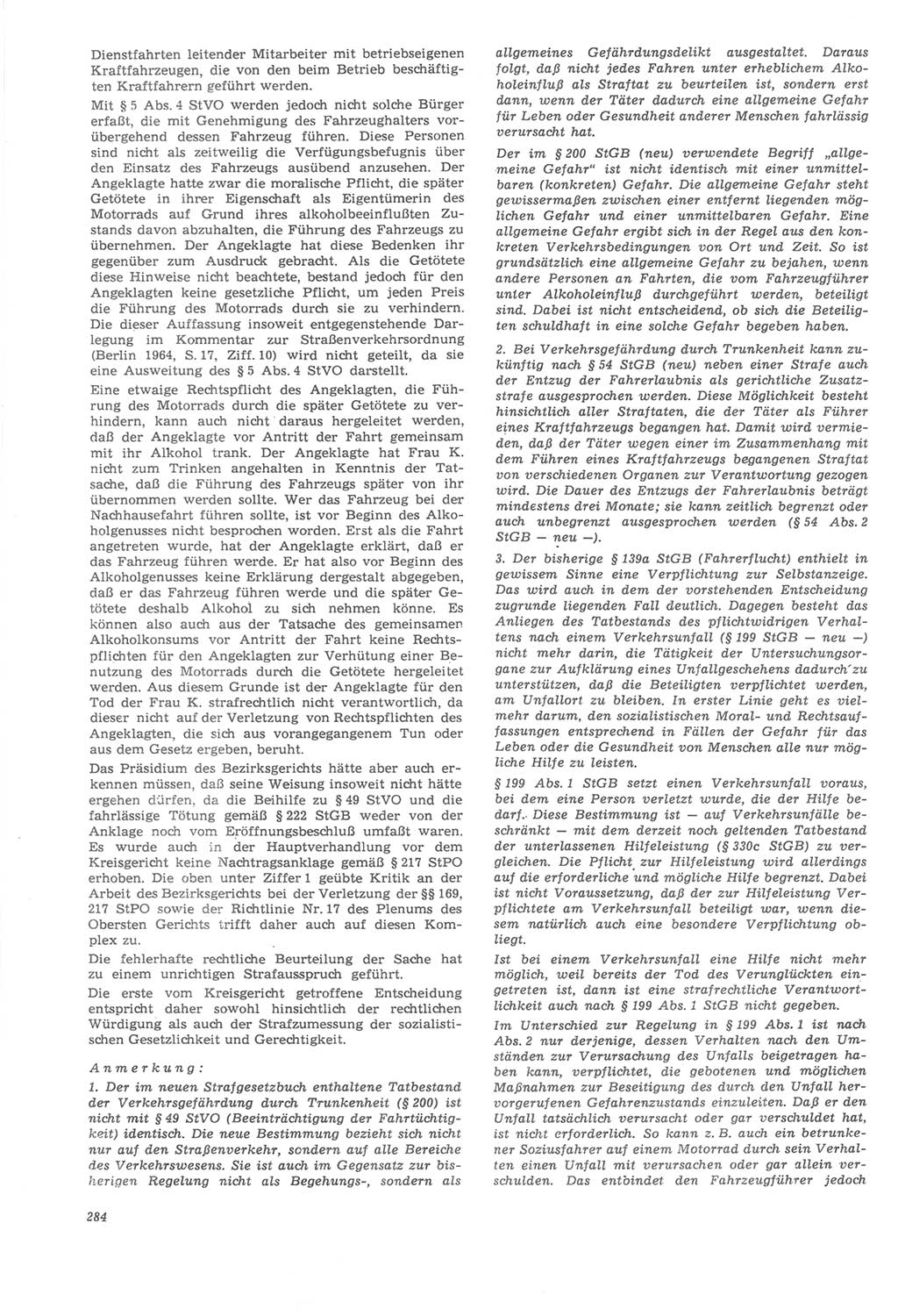 Neue Justiz (NJ), Zeitschrift für Recht und Rechtswissenschaft [Deutsche Demokratische Republik (DDR)], 22. Jahrgang 1968, Seite 284 (NJ DDR 1968, S. 284)