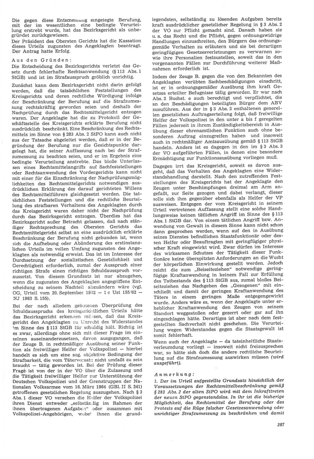 Neue Justiz (NJ), Zeitschrift für Recht und Rechtswissenschaft [Deutsche Demokratische Republik (DDR)], 22. Jahrgang 1968, Seite 287 (NJ DDR 1968, S. 287)