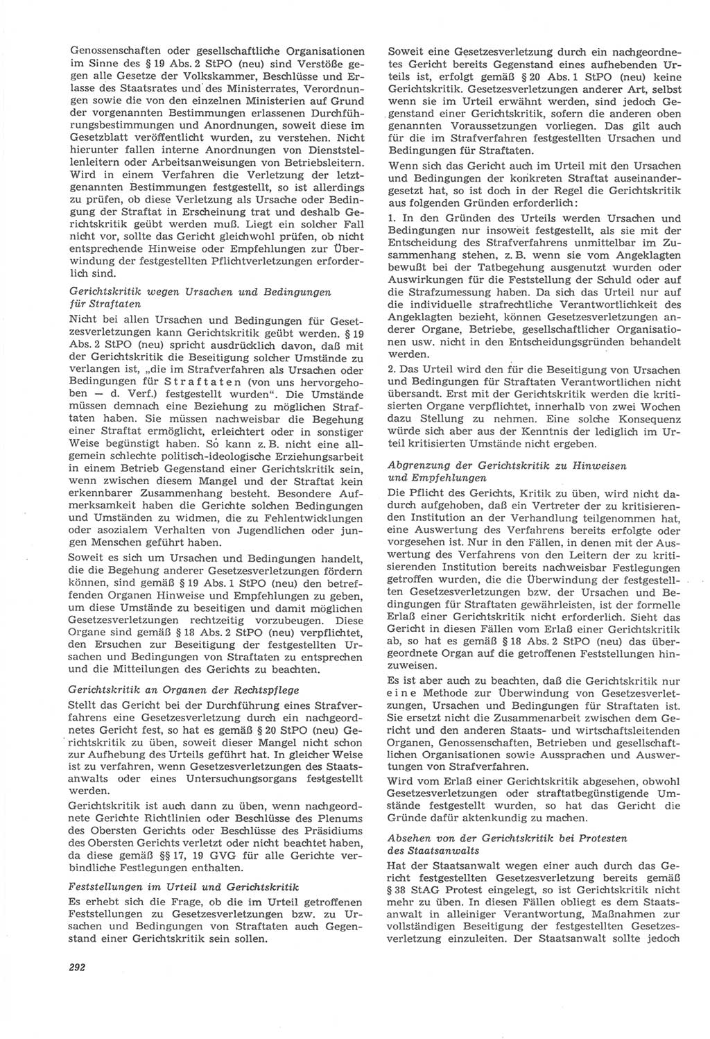 Neue Justiz (NJ), Zeitschrift für Recht und Rechtswissenschaft [Deutsche Demokratische Republik (DDR)], 22. Jahrgang 1968, Seite 292 (NJ DDR 1968, S. 292)