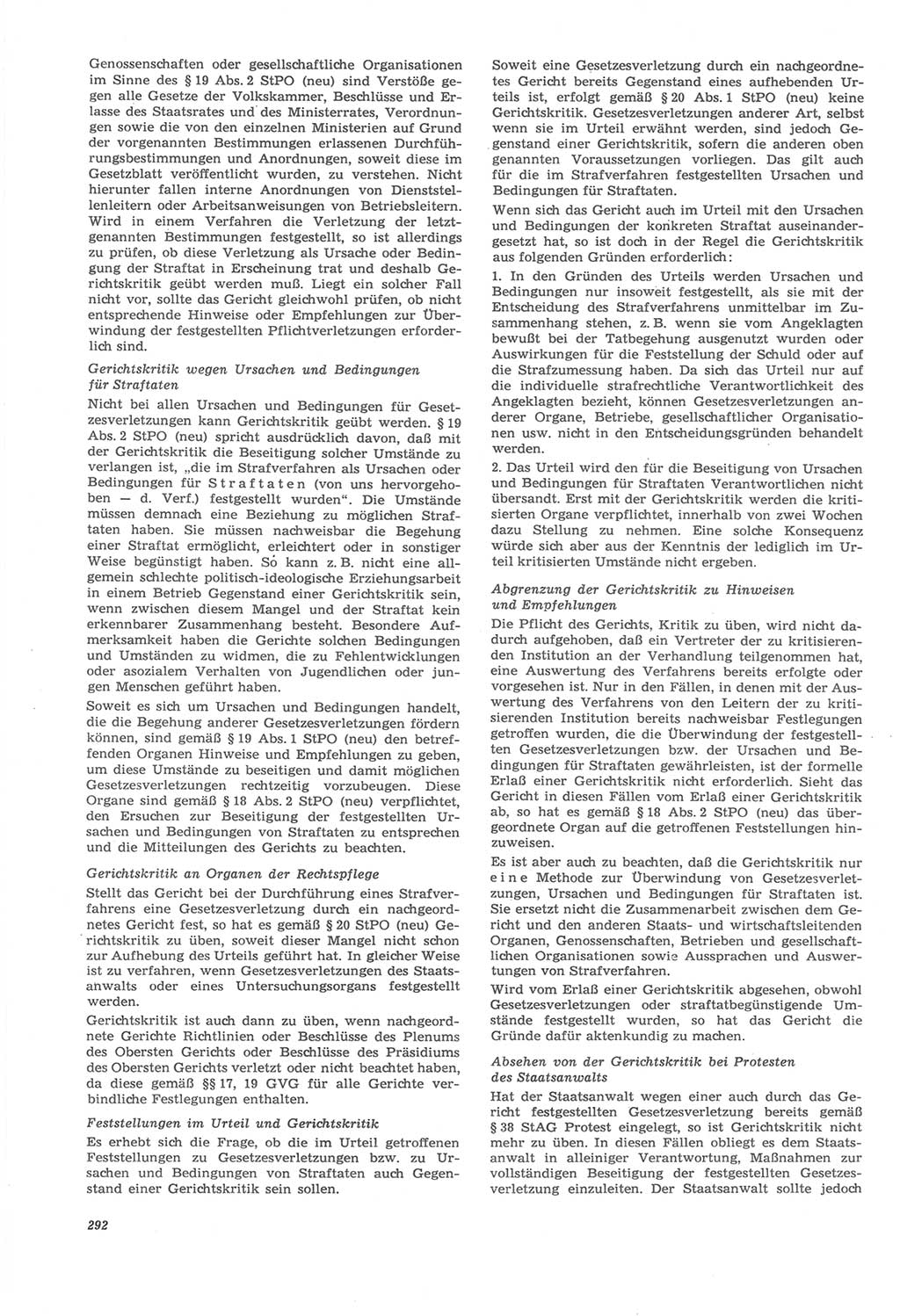 Neue Justiz (NJ), Zeitschrift für Recht und Rechtswissenschaft [Deutsche Demokratische Republik (DDR)], 22. Jahrgang 1968, Seite 292 (NJ DDR 1968, S. 292)