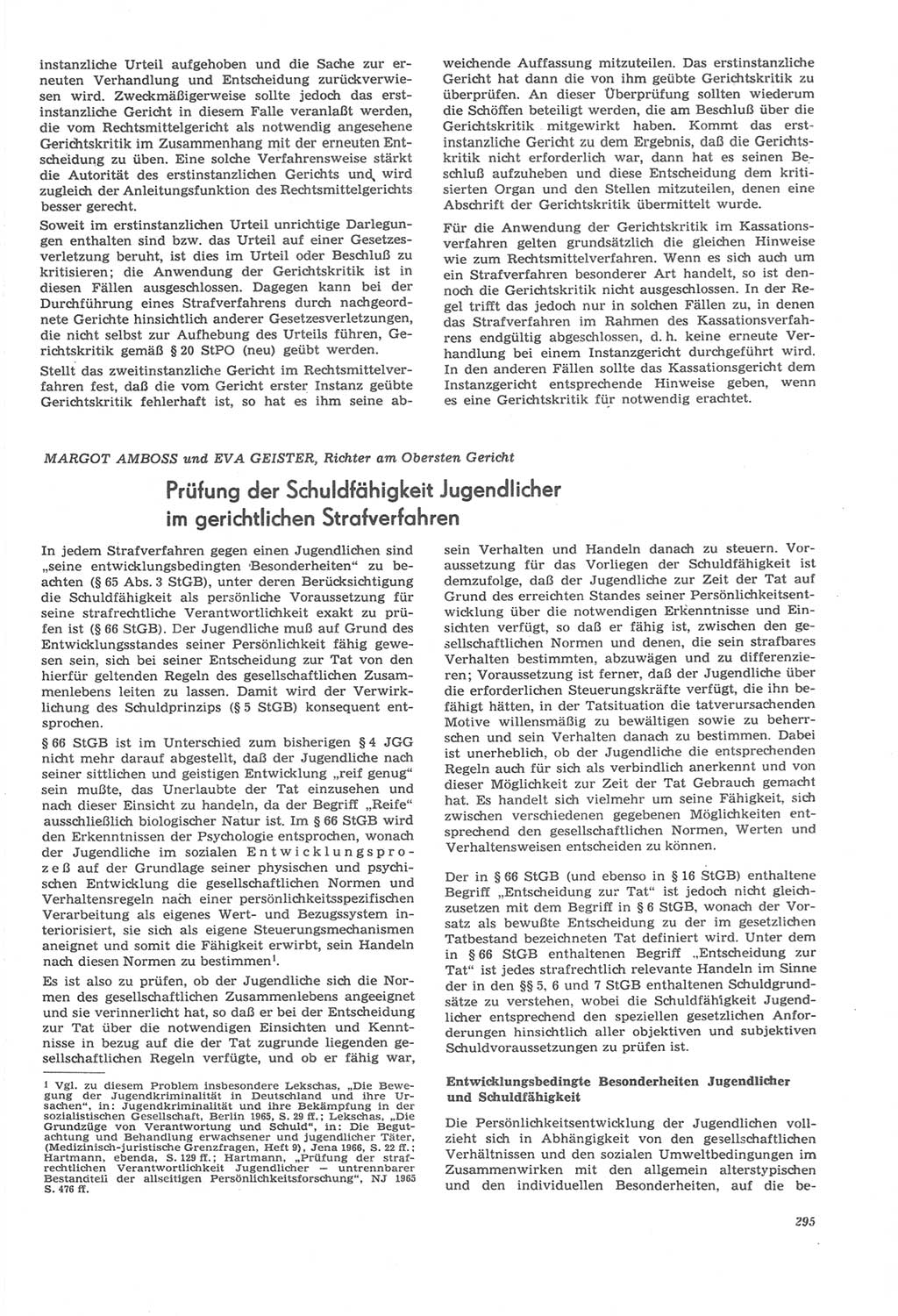 Neue Justiz (NJ), Zeitschrift für Recht und Rechtswissenschaft [Deutsche Demokratische Republik (DDR)], 22. Jahrgang 1968, Seite 295 (NJ DDR 1968, S. 295)