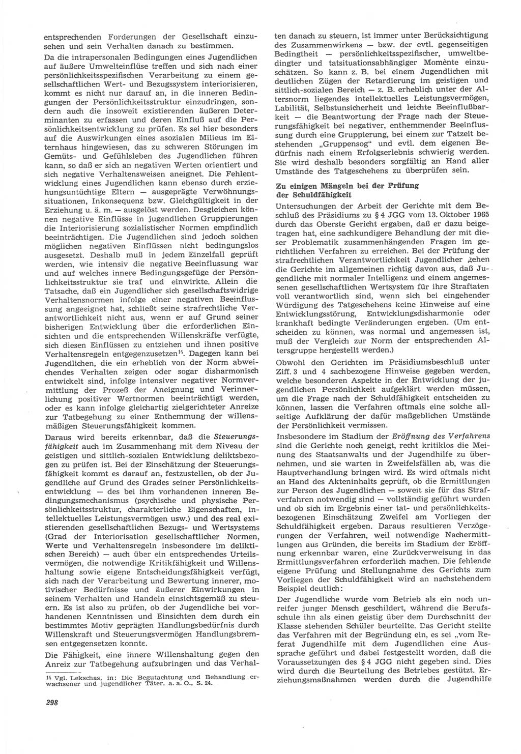 Neue Justiz (NJ), Zeitschrift für Recht und Rechtswissenschaft [Deutsche Demokratische Republik (DDR)], 22. Jahrgang 1968, Seite 298 (NJ DDR 1968, S. 298)