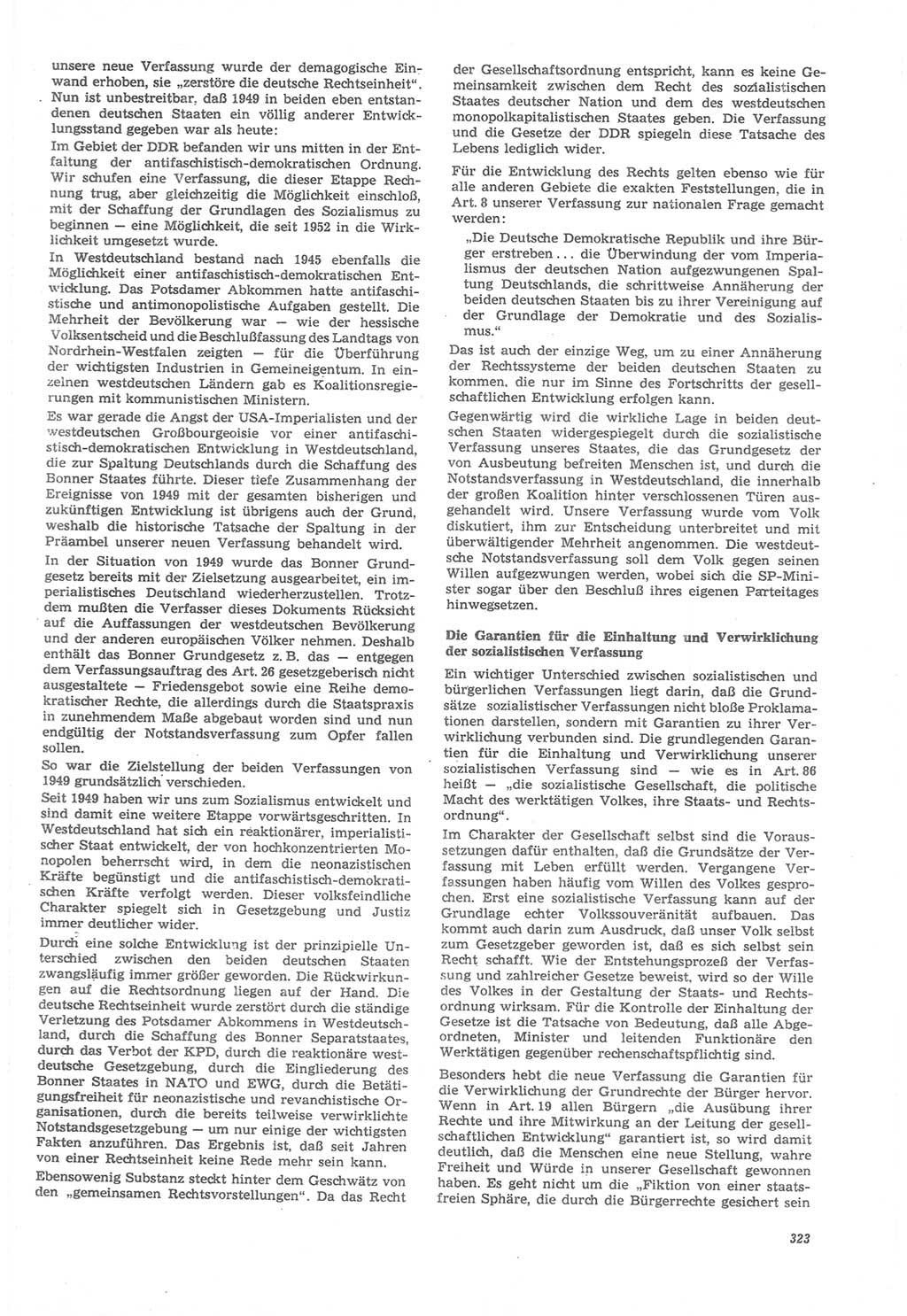 Neue Justiz (NJ), Zeitschrift für Recht und Rechtswissenschaft [Deutsche Demokratische Republik (DDR)], 22. Jahrgang 1968, Seite 323 (NJ DDR 1968, S. 323)