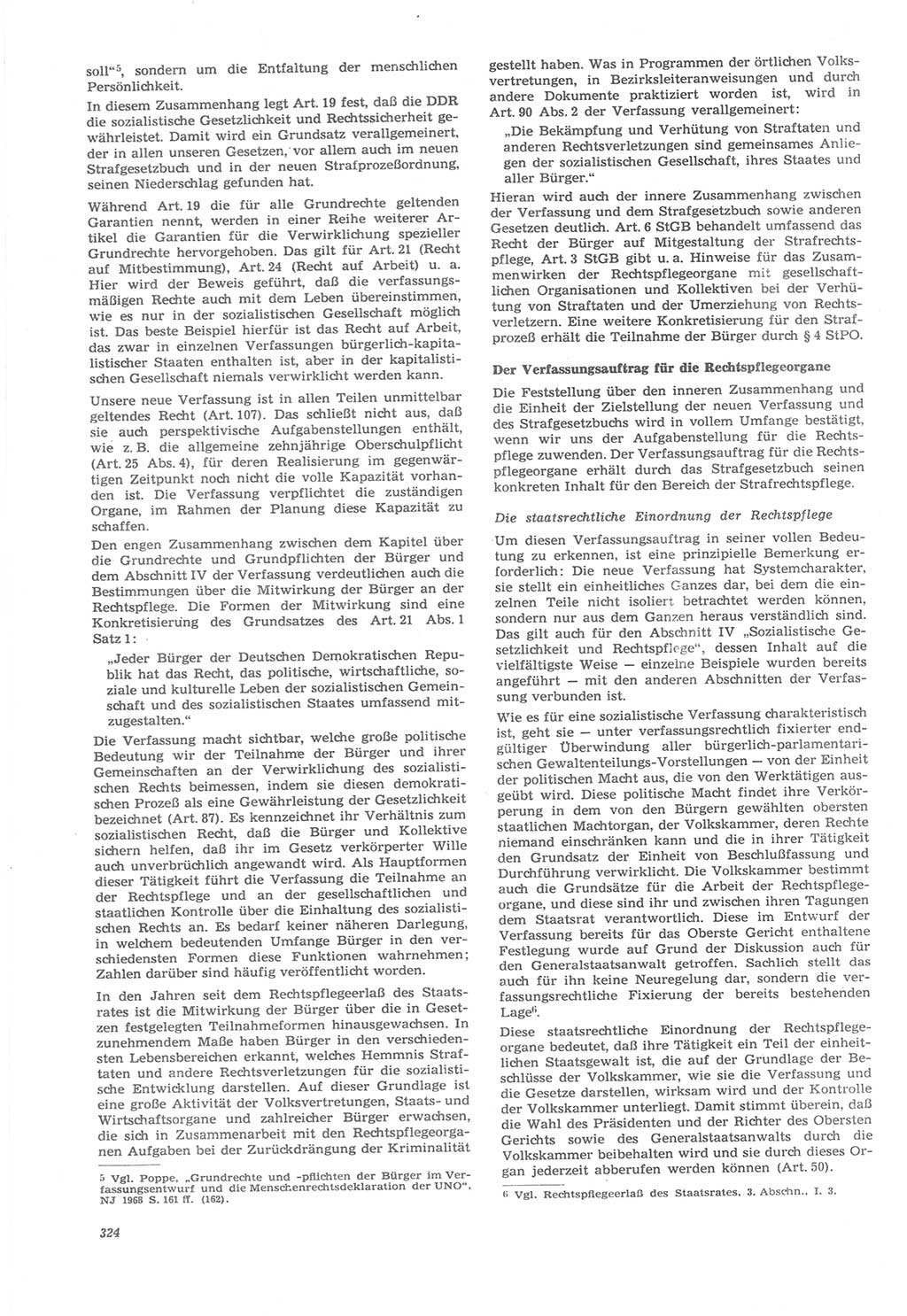 Neue Justiz (NJ), Zeitschrift für Recht und Rechtswissenschaft [Deutsche Demokratische Republik (DDR)], 22. Jahrgang 1968, Seite 324 (NJ DDR 1968, S. 324)