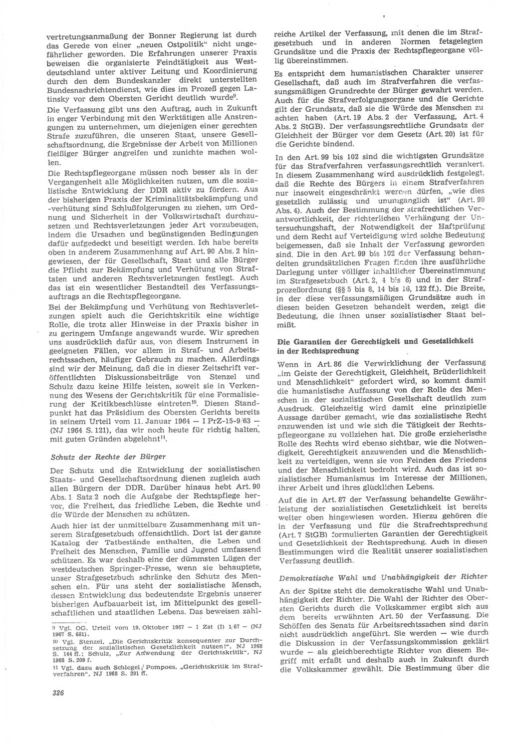 Neue Justiz (NJ), Zeitschrift für Recht und Rechtswissenschaft [Deutsche Demokratische Republik (DDR)], 22. Jahrgang 1968, Seite 326 (NJ DDR 1968, S. 326)