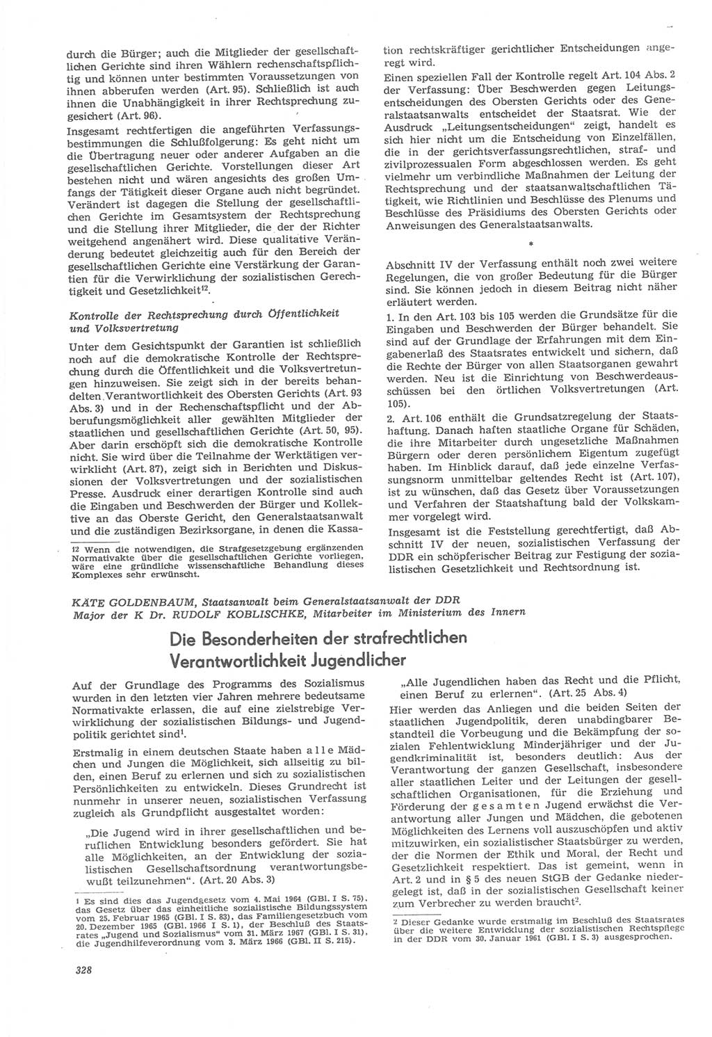 Neue Justiz (NJ), Zeitschrift für Recht und Rechtswissenschaft [Deutsche Demokratische Republik (DDR)], 22. Jahrgang 1968, Seite 328 (NJ DDR 1968, S. 328)