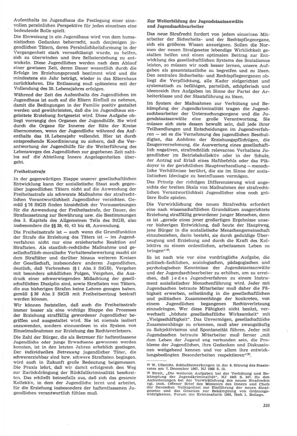 Neue Justiz (NJ), Zeitschrift für Recht und Rechtswissenschaft [Deutsche Demokratische Republik (DDR)], 22. Jahrgang 1968, Seite 335 (NJ DDR 1968, S. 335)