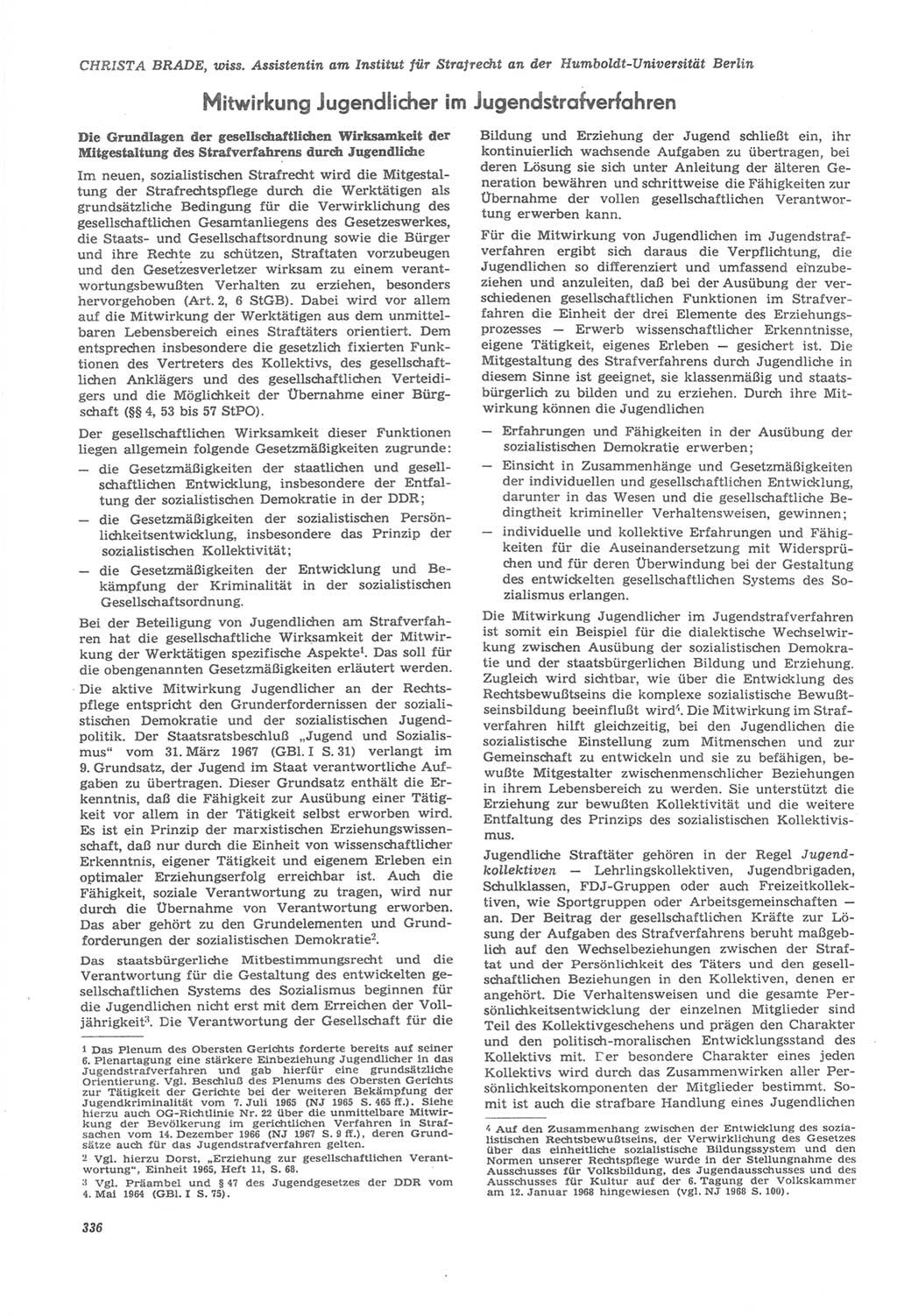 Neue Justiz (NJ), Zeitschrift für Recht und Rechtswissenschaft [Deutsche Demokratische Republik (DDR)], 22. Jahrgang 1968, Seite 336 (NJ DDR 1968, S. 336)