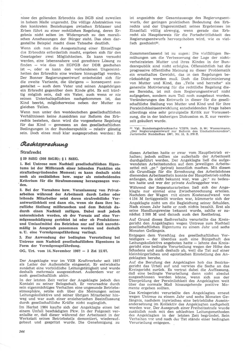 Neue Justiz (NJ), Zeitschrift für Recht und Rechtswissenschaft [Deutsche Demokratische Republik (DDR)], 22. Jahrgang 1968, Seite 344 (NJ DDR 1968, S. 344)