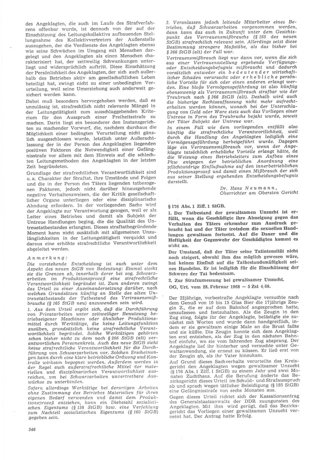 Neue Justiz (NJ), Zeitschrift für Recht und Rechtswissenschaft [Deutsche Demokratische Republik (DDR)], 22. Jahrgang 1968, Seite 346 (NJ DDR 1968, S. 346)