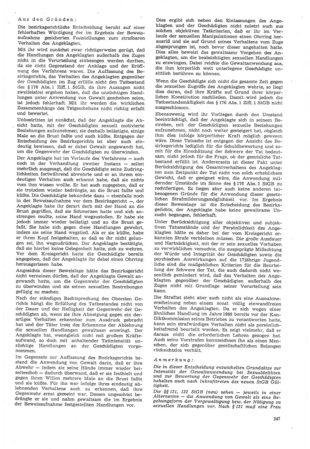 Neue Justiz (NJ), Zeitschrift für Recht und Rechtswissenschaft [Deutsche Demokratische Republik (DDR)], 22. Jahrgang 1968, Seite 347 (NJ DDR 1968, S. 347)