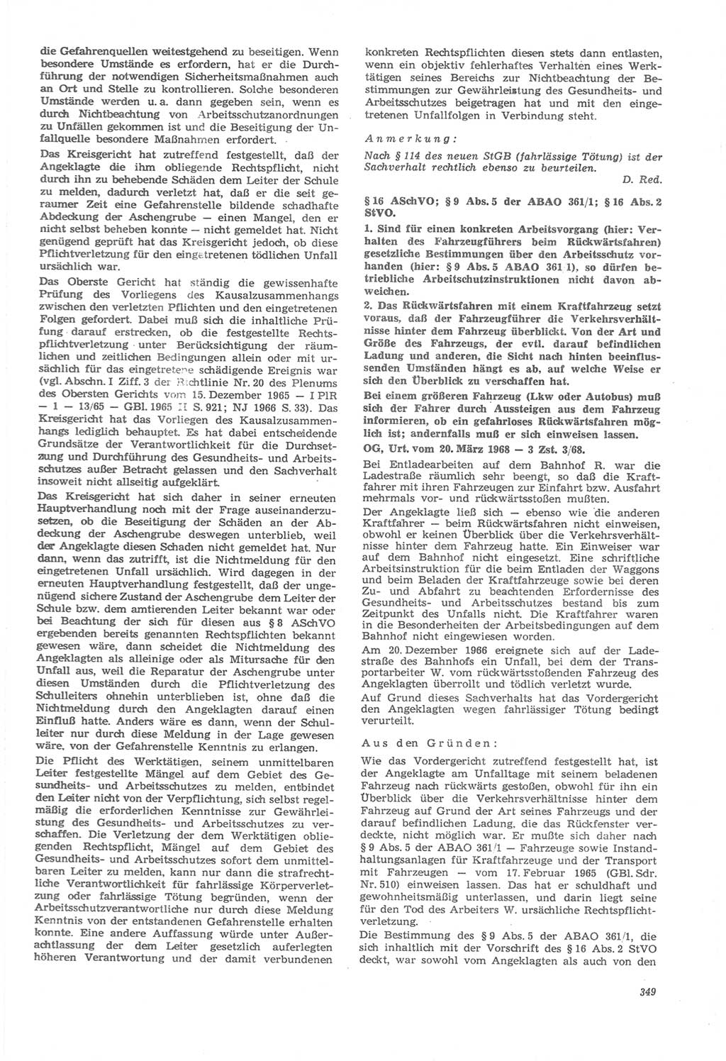 Neue Justiz (NJ), Zeitschrift für Recht und Rechtswissenschaft [Deutsche Demokratische Republik (DDR)], 22. Jahrgang 1968, Seite 349 (NJ DDR 1968, S. 349)