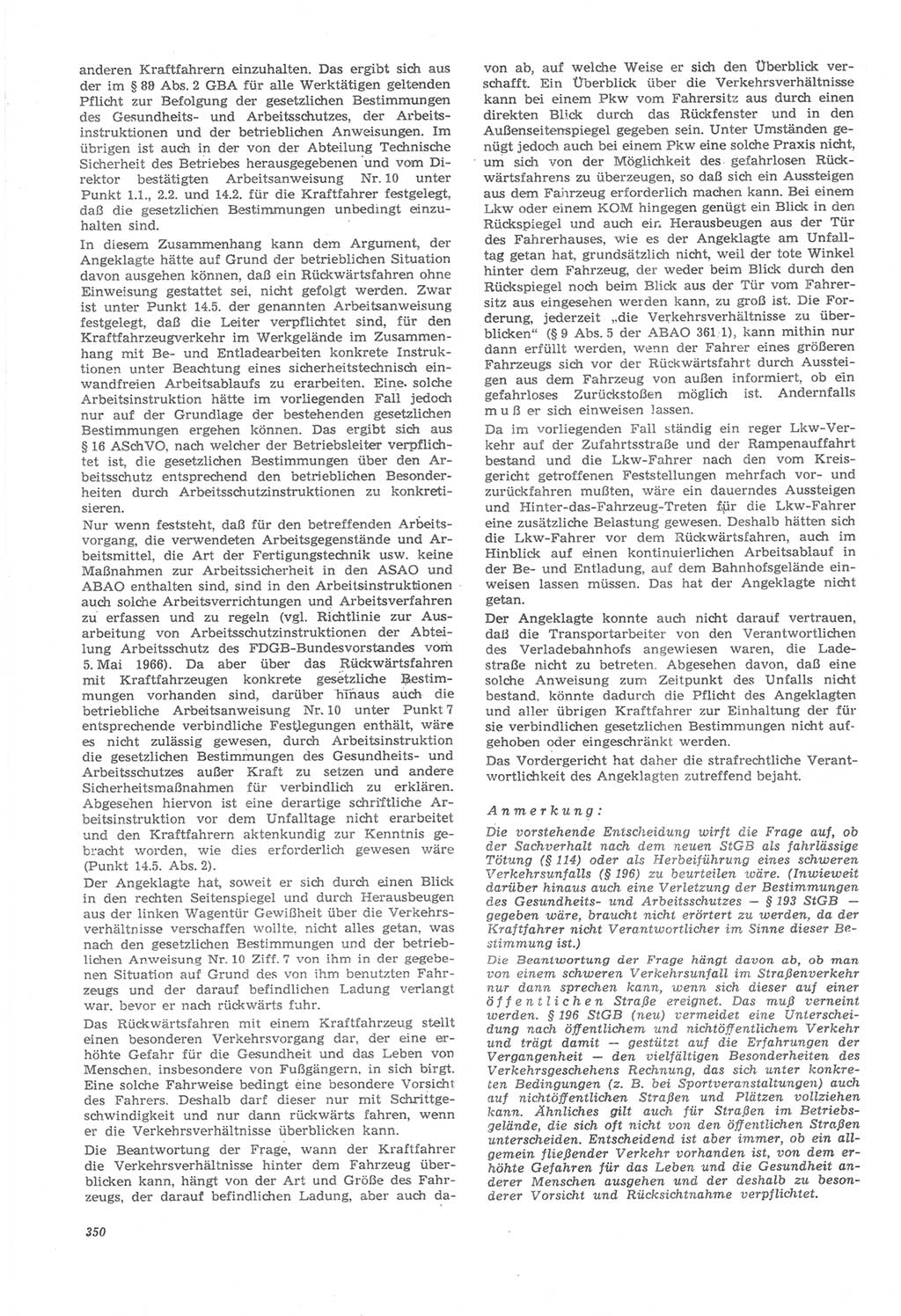 Neue Justiz (NJ), Zeitschrift für Recht und Rechtswissenschaft [Deutsche Demokratische Republik (DDR)], 22. Jahrgang 1968, Seite 350 (NJ DDR 1968, S. 350)