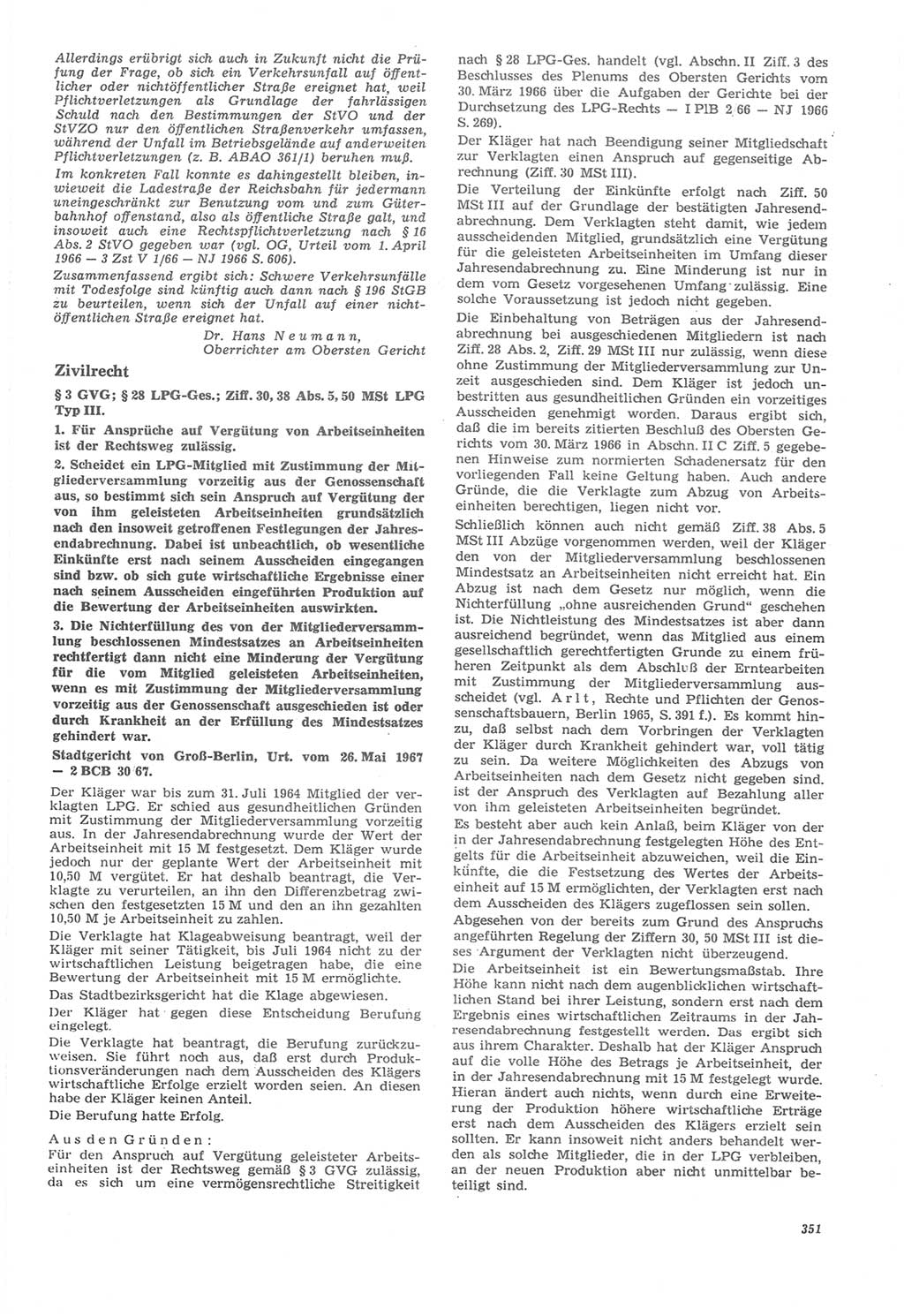 Neue Justiz (NJ), Zeitschrift für Recht und Rechtswissenschaft [Deutsche Demokratische Republik (DDR)], 22. Jahrgang 1968, Seite 351 (NJ DDR 1968, S. 351)