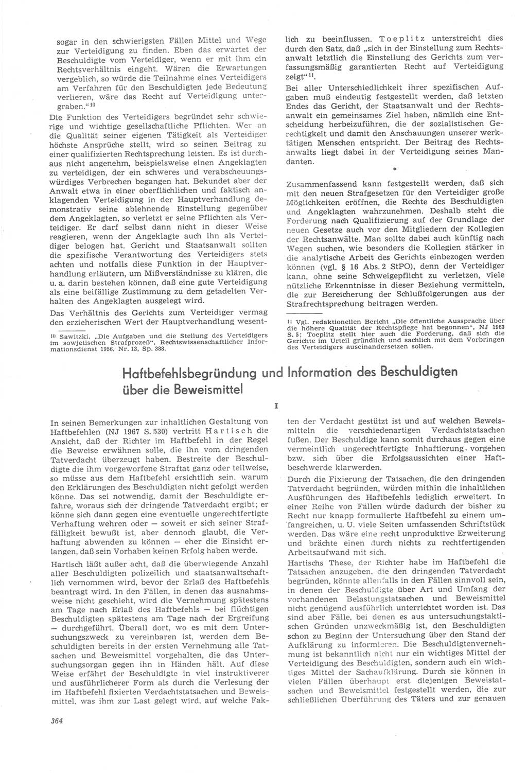 Neue Justiz (NJ), Zeitschrift für Recht und Rechtswissenschaft [Deutsche Demokratische Republik (DDR)], 22. Jahrgang 1968, Seite 364 (NJ DDR 1968, S. 364)