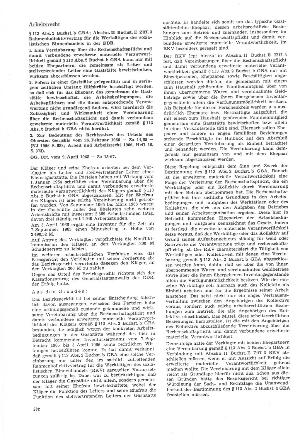 Neue Justiz (NJ), Zeitschrift für Recht und Rechtswissenschaft [Deutsche Demokratische Republik (DDR)], 22. Jahrgang 1968, Seite 382 (NJ DDR 1968, S. 382)
