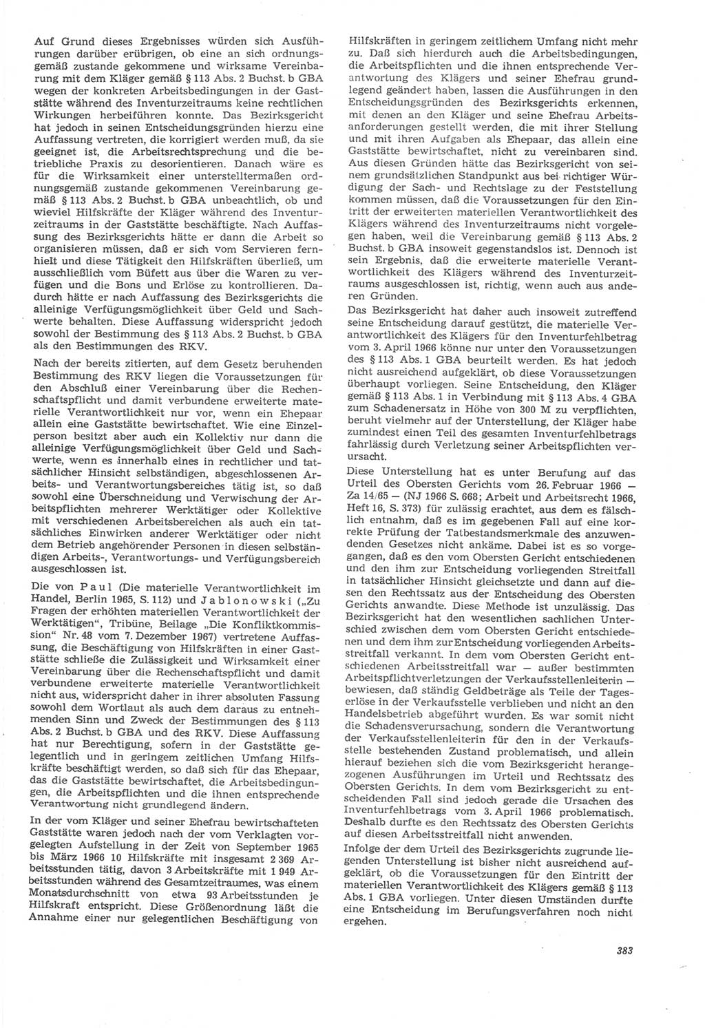 Neue Justiz (NJ), Zeitschrift für Recht und Rechtswissenschaft [Deutsche Demokratische Republik (DDR)], 22. Jahrgang 1968, Seite 383 (NJ DDR 1968, S. 383)