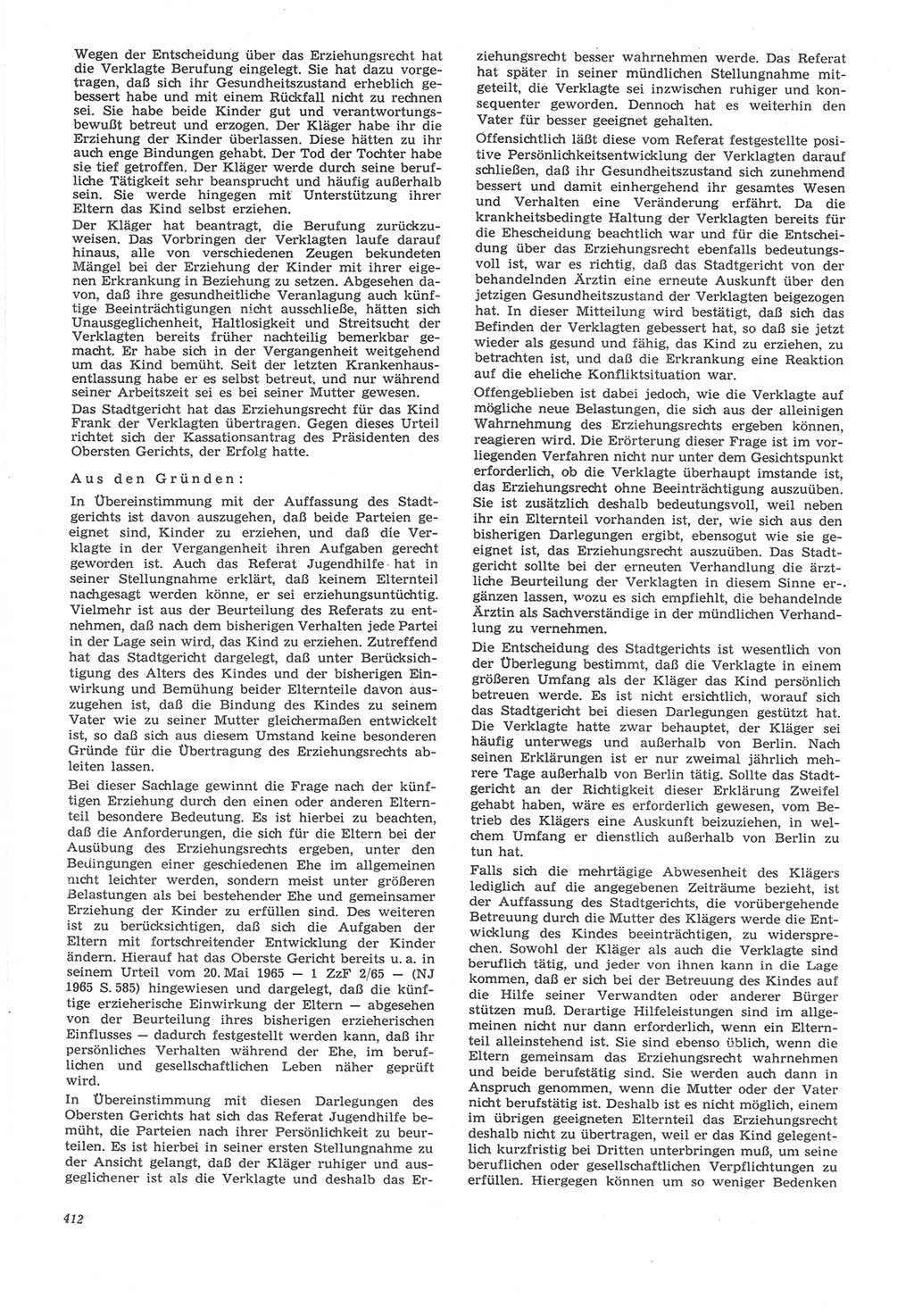 Neue Justiz (NJ), Zeitschrift für Recht und Rechtswissenschaft [Deutsche Demokratische Republik (DDR)], 22. Jahrgang 1968, Seite 412 (NJ DDR 1968, S. 412)