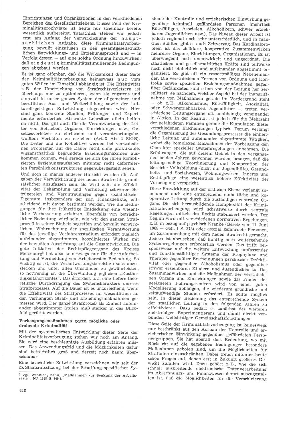 Neue Justiz (NJ), Zeitschrift für Recht und Rechtswissenschaft [Deutsche Demokratische Republik (DDR)], 22. Jahrgang 1968, Seite 418 (NJ DDR 1968, S. 418)