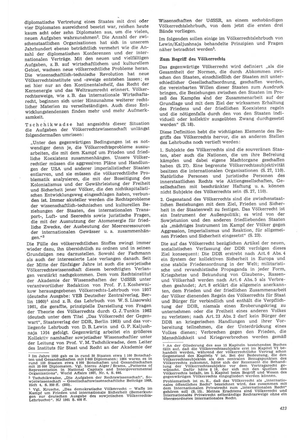 Neue Justiz (NJ), Zeitschrift für Recht und Rechtswissenschaft [Deutsche Demokratische Republik (DDR)], 22. Jahrgang 1968, Seite 423 (NJ DDR 1968, S. 423)