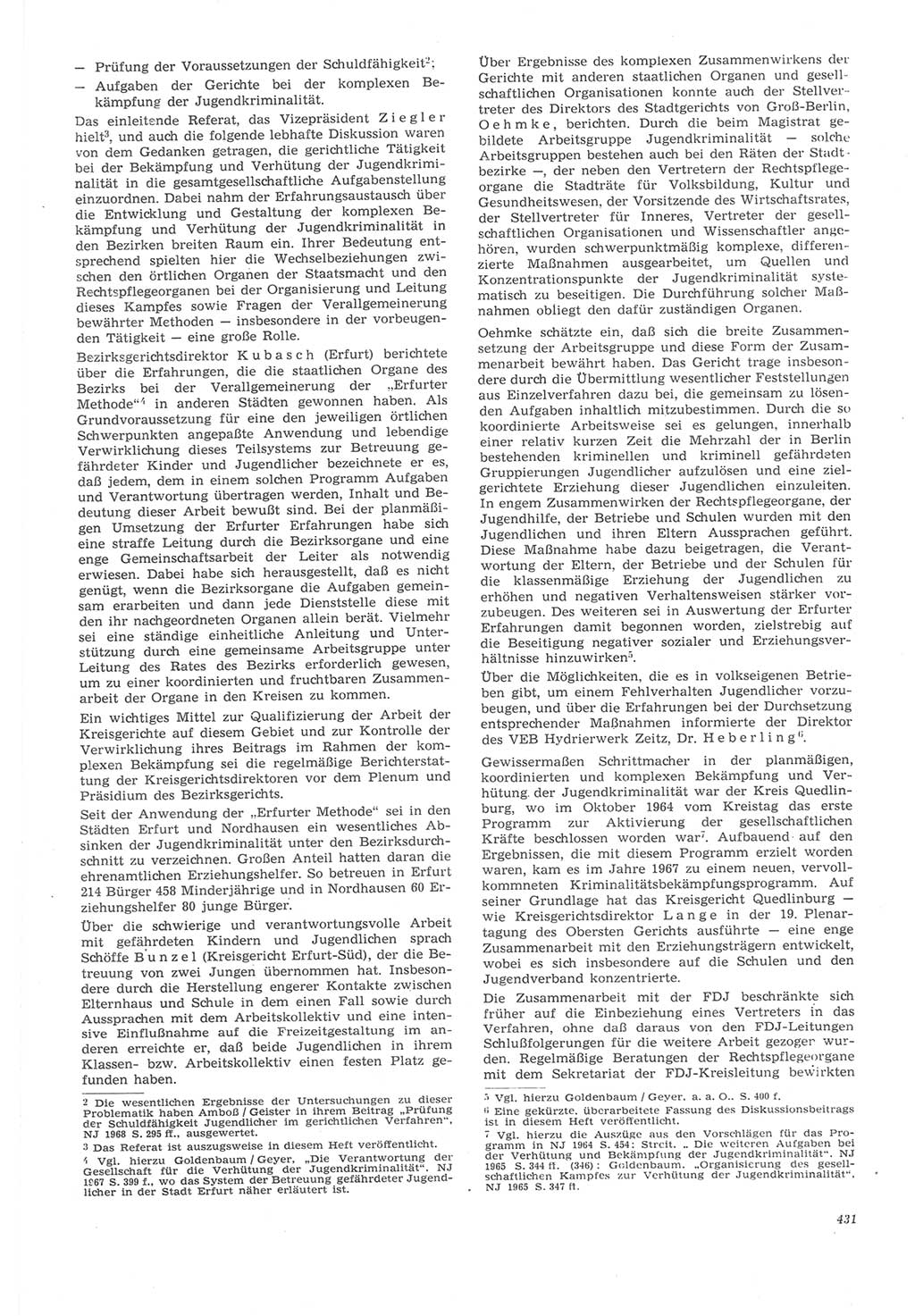 Neue Justiz (NJ), Zeitschrift für Recht und Rechtswissenschaft [Deutsche Demokratische Republik (DDR)], 22. Jahrgang 1968, Seite 431 (NJ DDR 1968, S. 431)