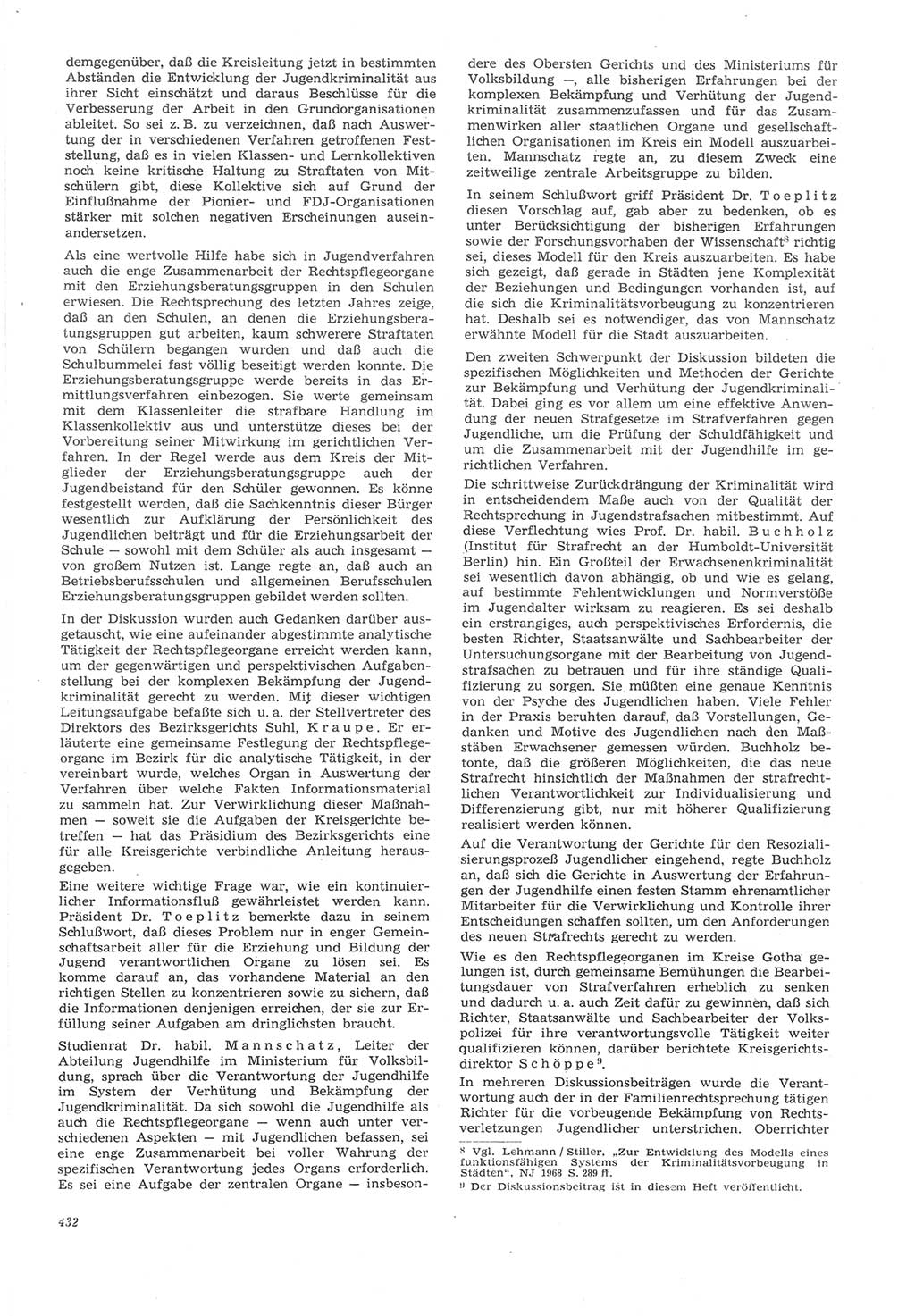 Neue Justiz (NJ), Zeitschrift für Recht und Rechtswissenschaft [Deutsche Demokratische Republik (DDR)], 22. Jahrgang 1968, Seite 432 (NJ DDR 1968, S. 432)
