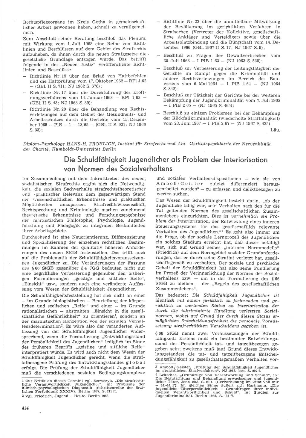 Neue Justiz (NJ), Zeitschrift für Recht und Rechtswissenschaft [Deutsche Demokratische Republik (DDR)], 22. Jahrgang 1968, Seite 434 (NJ DDR 1968, S. 434)