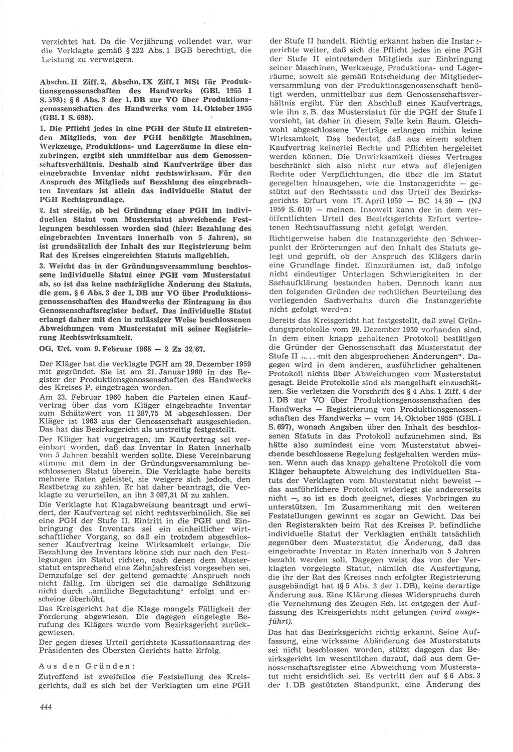 Neue Justiz (NJ), Zeitschrift für Recht und Rechtswissenschaft [Deutsche Demokratische Republik (DDR)], 22. Jahrgang 1968, Seite 444 (NJ DDR 1968, S. 444)