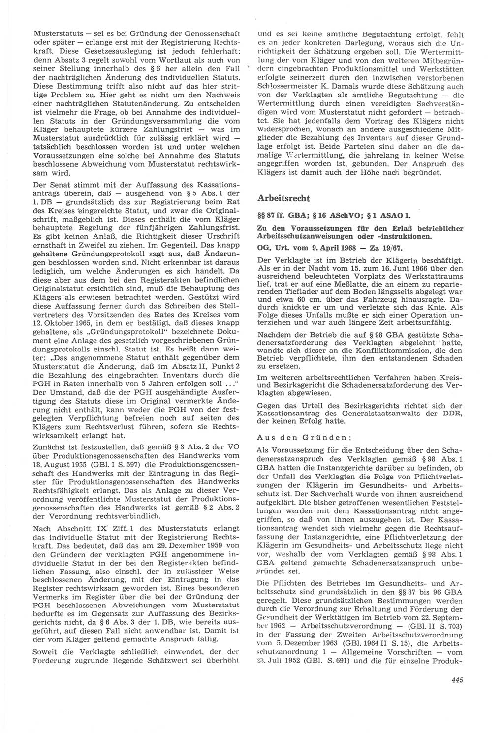 Neue Justiz (NJ), Zeitschrift für Recht und Rechtswissenschaft [Deutsche Demokratische Republik (DDR)], 22. Jahrgang 1968, Seite 445 (NJ DDR 1968, S. 445)
