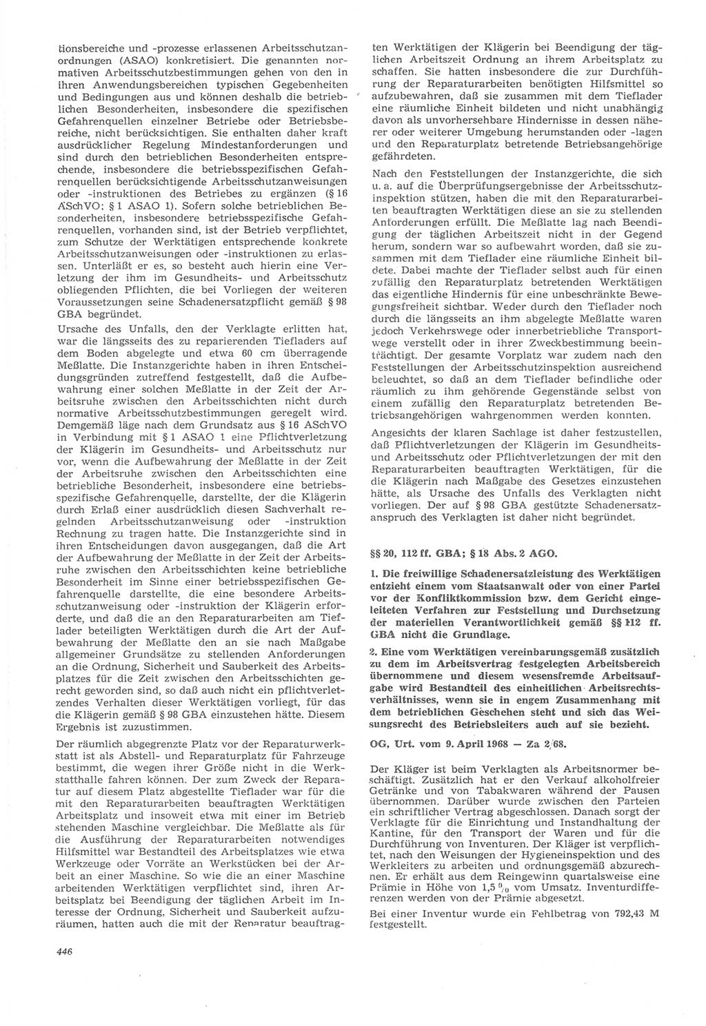 Neue Justiz (NJ), Zeitschrift für Recht und Rechtswissenschaft [Deutsche Demokratische Republik (DDR)], 22. Jahrgang 1968, Seite 446 (NJ DDR 1968, S. 446)