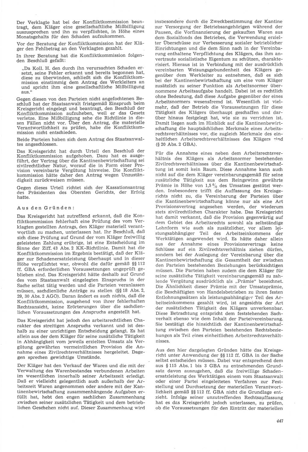 Neue Justiz (NJ), Zeitschrift für Recht und Rechtswissenschaft [Deutsche Demokratische Republik (DDR)], 22. Jahrgang 1968, Seite 447 (NJ DDR 1968, S. 447)