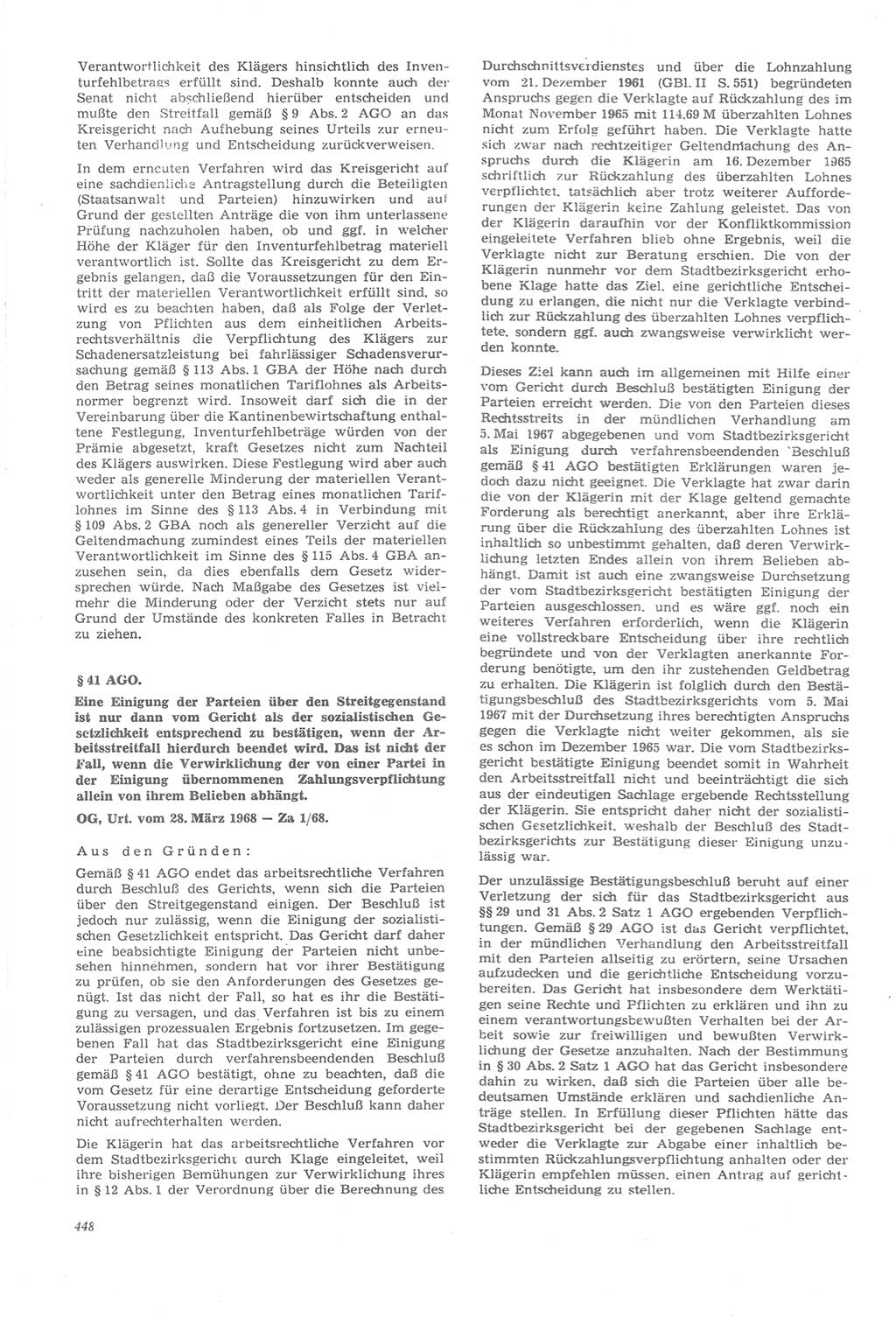 Neue Justiz (NJ), Zeitschrift für Recht und Rechtswissenschaft [Deutsche Demokratische Republik (DDR)], 22. Jahrgang 1968, Seite 448 (NJ DDR 1968, S. 448)